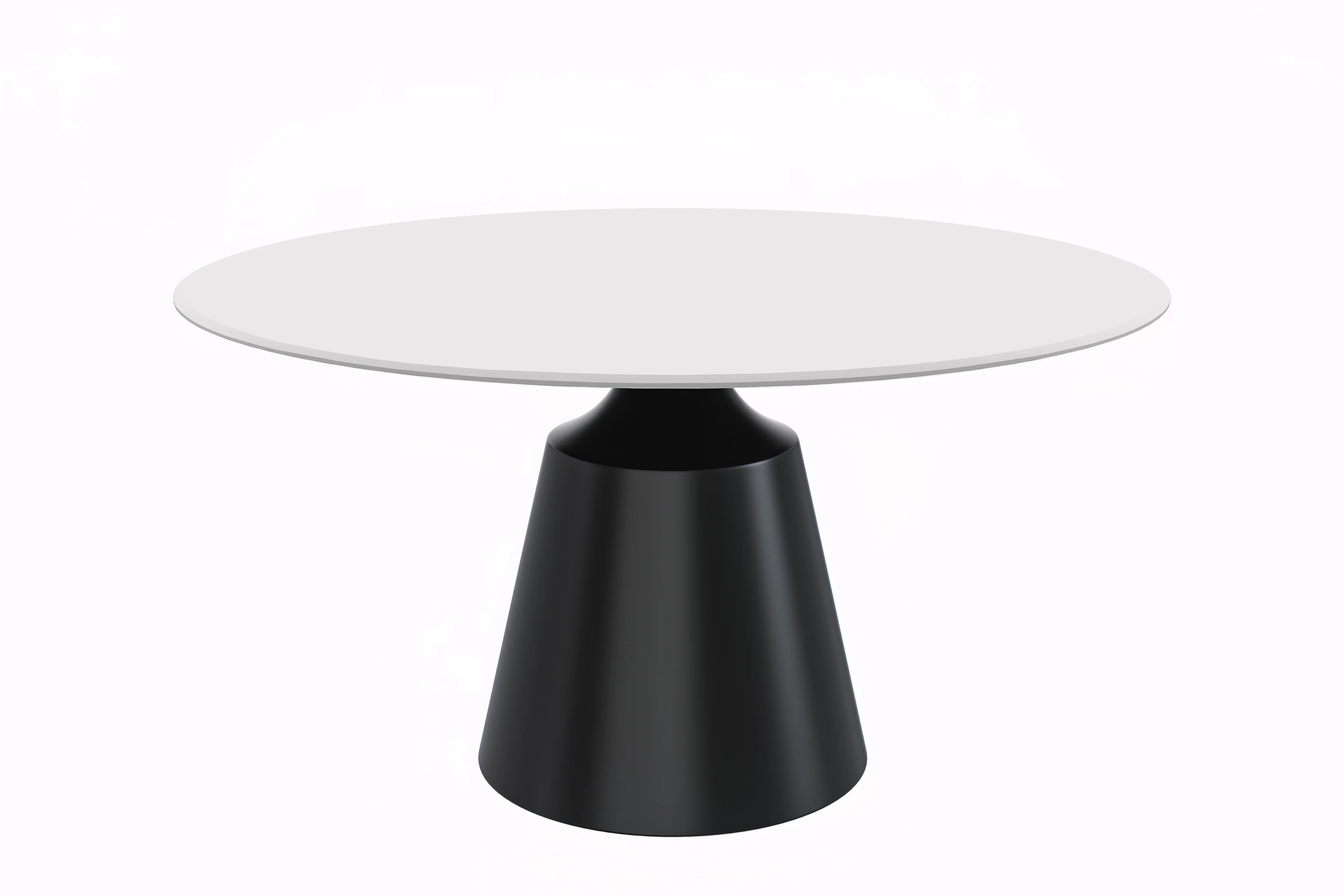 Prynn Series Round Dining Table Black Base with 60 Round Solid White Sintered Stone Top