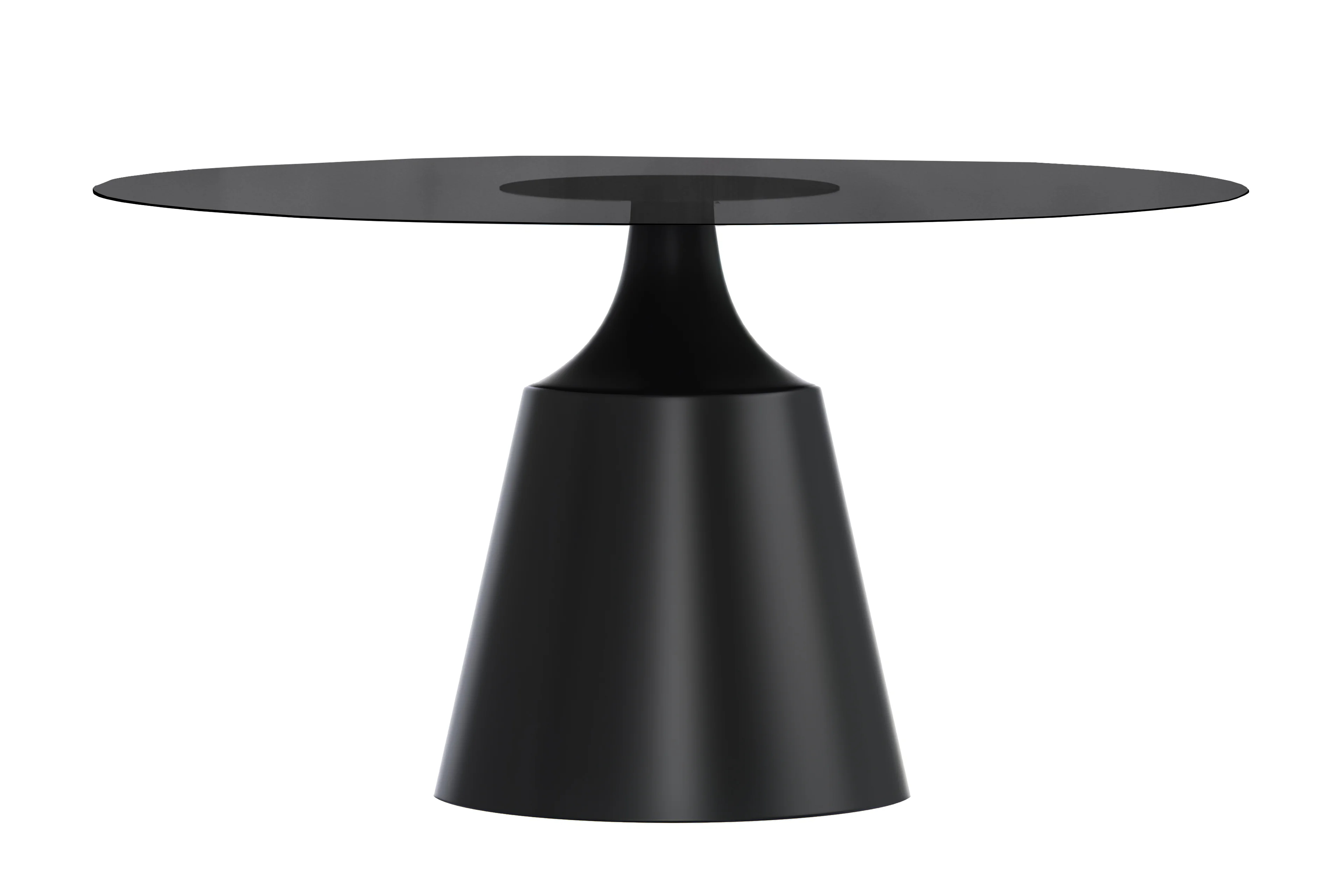 Prynn Series Round Dining Table Black Base with 71 Round Black Glass Top