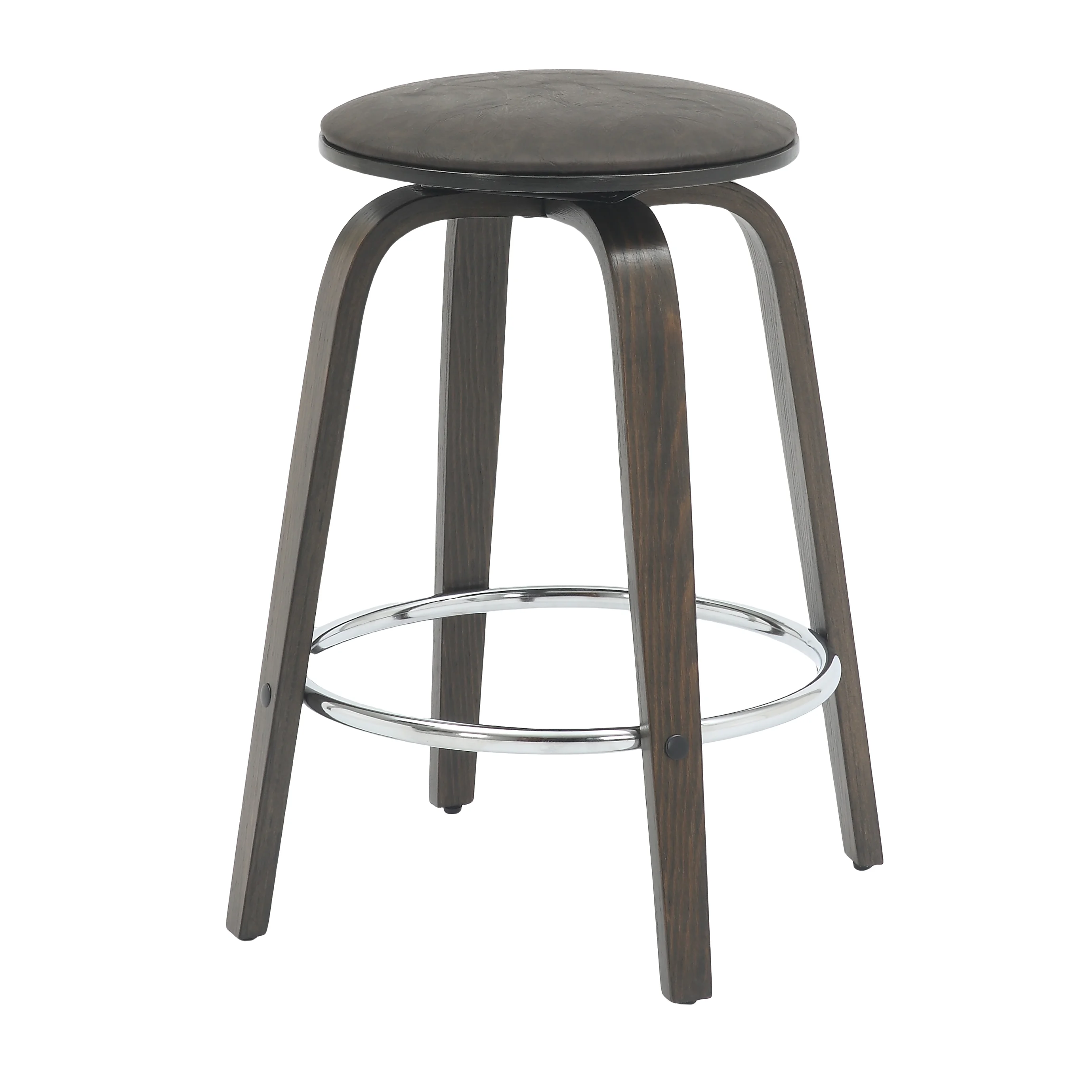 Wooden Counter Stool Pelya Collection Modern Style Walnut Glazed color in Brown