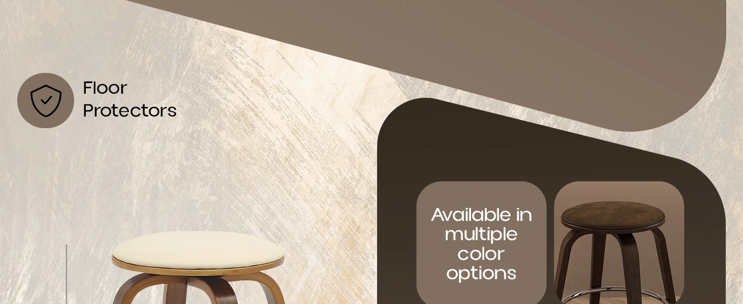 Wooden Counter Stool Pelya Collection Modern Style Walnut color in Cream