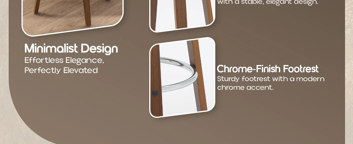 Wooden Counter Stool Pelya Collection Modern Style Walnut color in Light Taupe