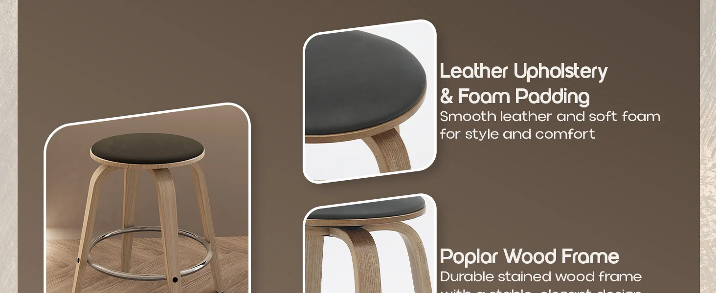 Wooden Counter Stool Pelya Collection Modern Style Washed Walnut color in Black