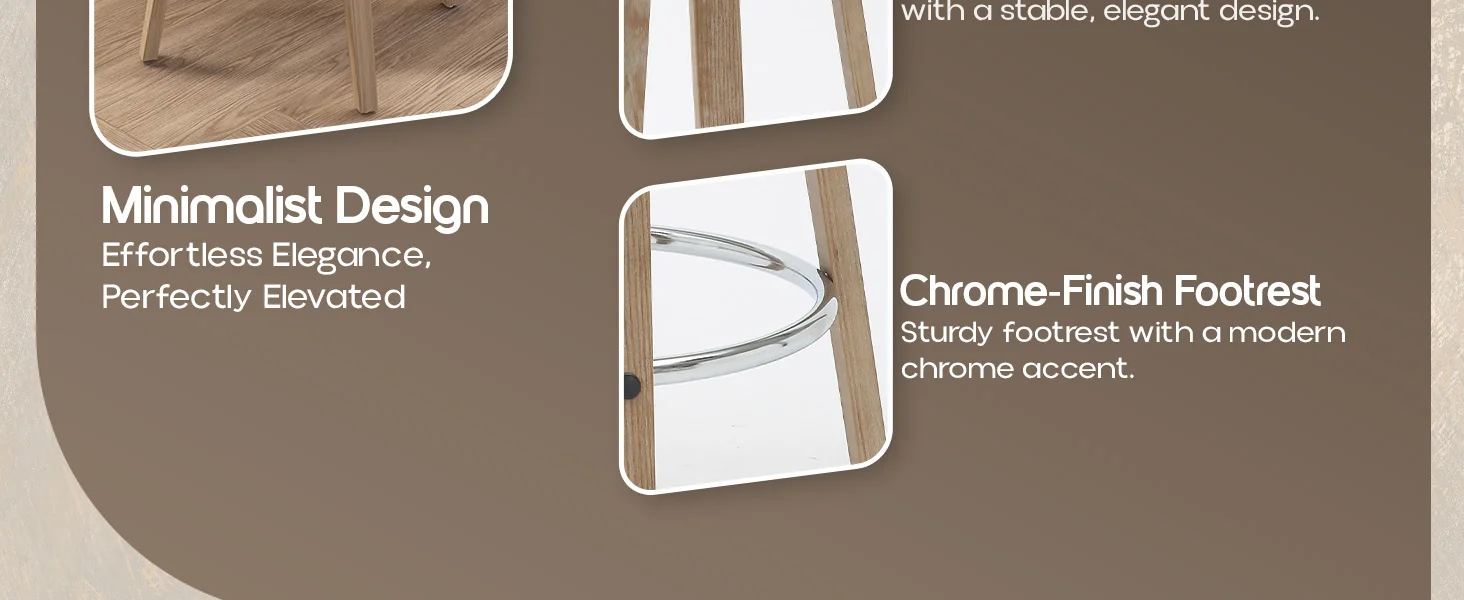 Wooden Counter Stool Pelya Collection Modern Style Washed Walnut color in Taupe