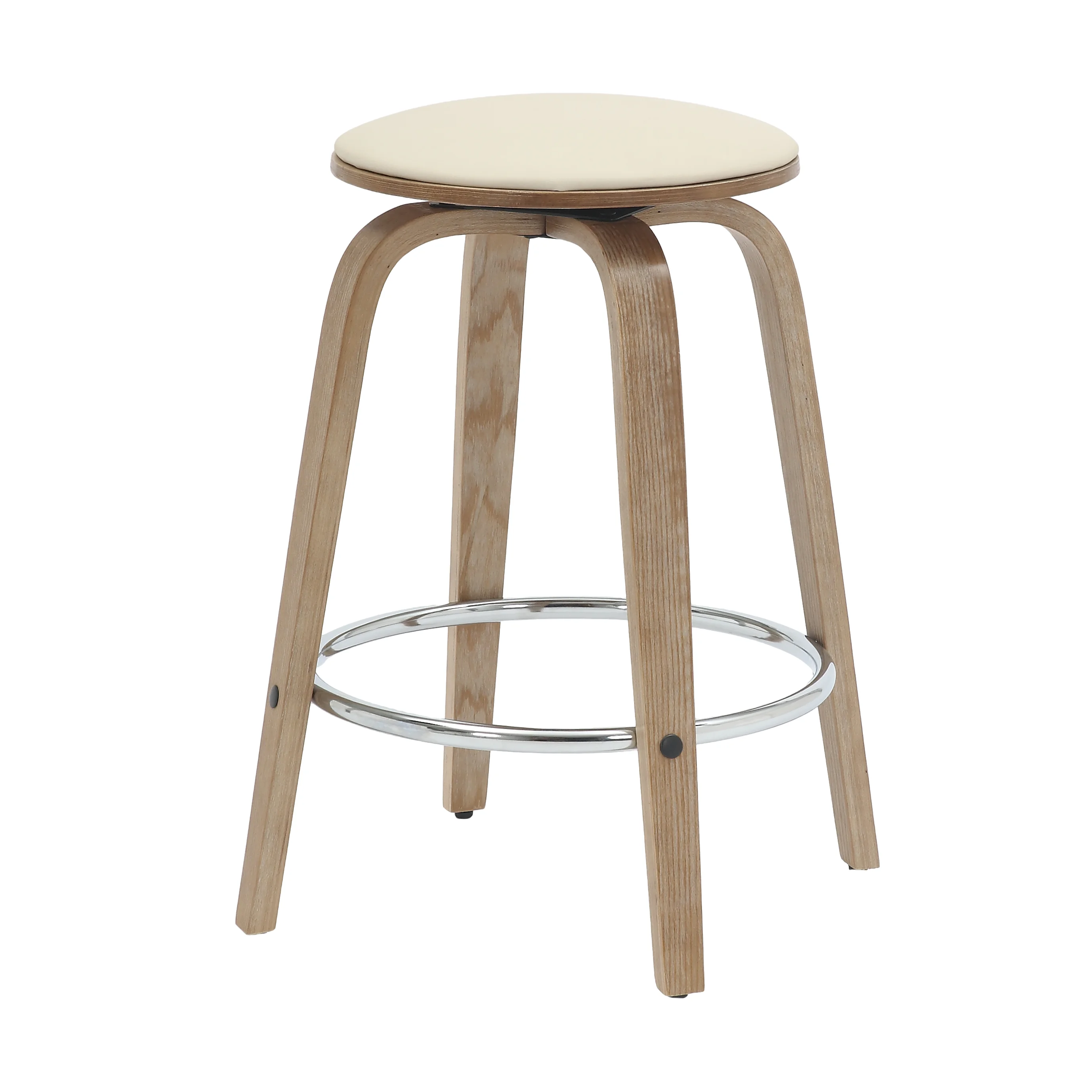 Wooden Counter Stool Pelya Collection Modern Style Washed Walnut color in Taupe