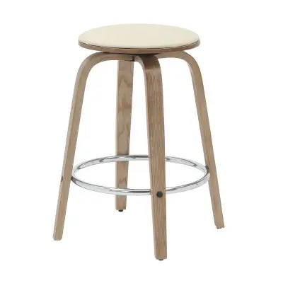 Wooden Counter Stool Pelya Collection Modern Style Washed Walnut color in Taupe