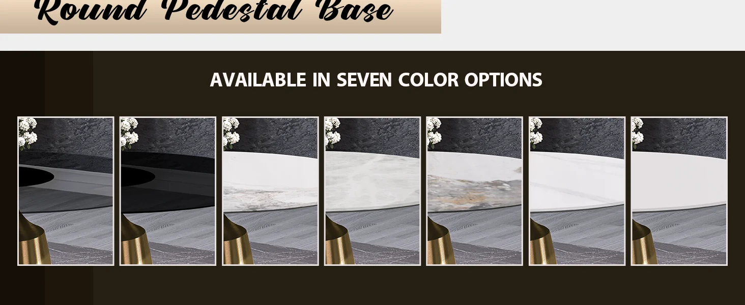 Prynn Series Round Dining Table Gold Base with 60 Round Medium Grey Sintered Stone Top