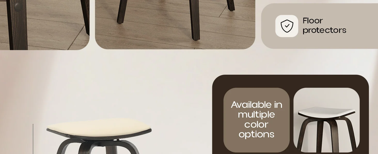 Wooden Counter Stool Square Seat Pelya Collection Modern Style Dark Walnut color in Taupe