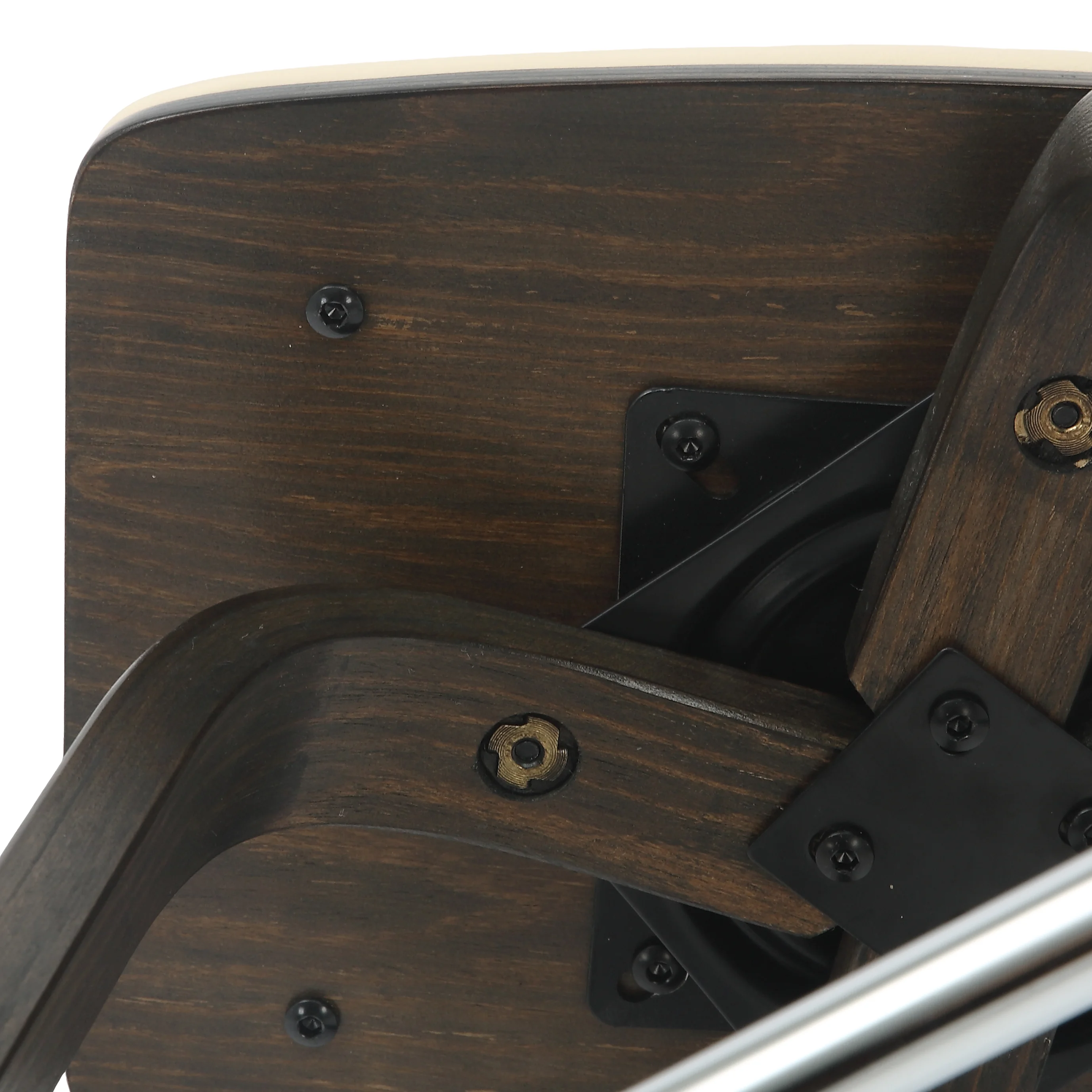 Wooden Counter Stool Square Seat Pelya Collection Modern Style Dark Walnut color in Taupe