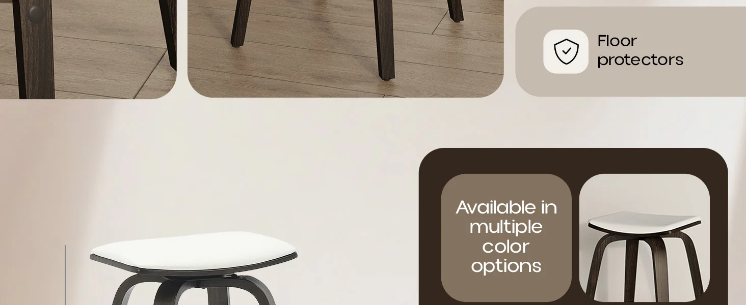 Wooden Counter Stool Square Seat Pelya Collection Modern Style Dark Walnut color in White