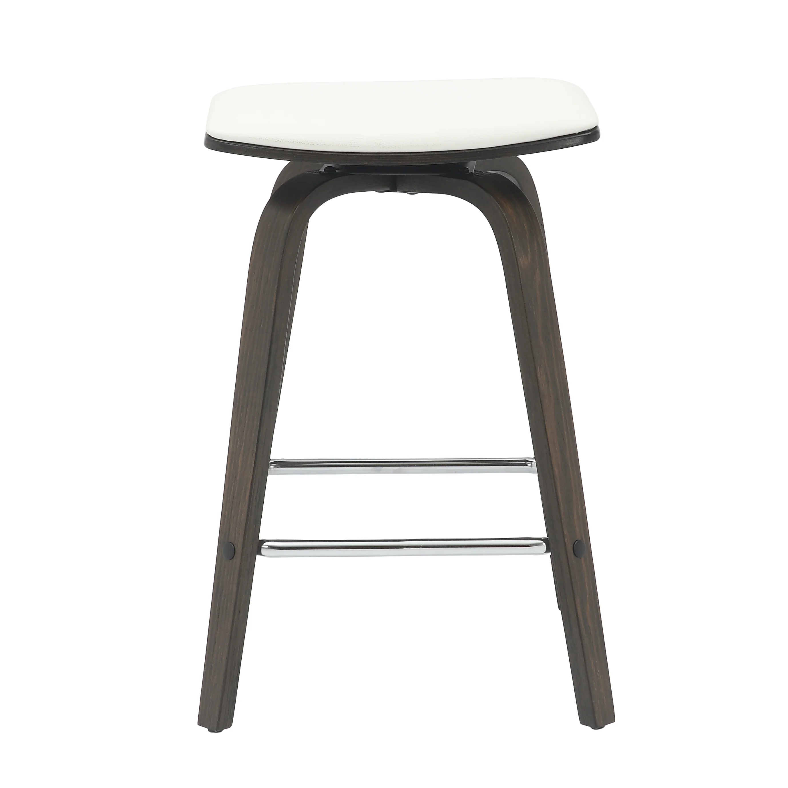 Wooden Counter Stool Square Seat Pelya Collection Modern Style Dark Walnut color in White