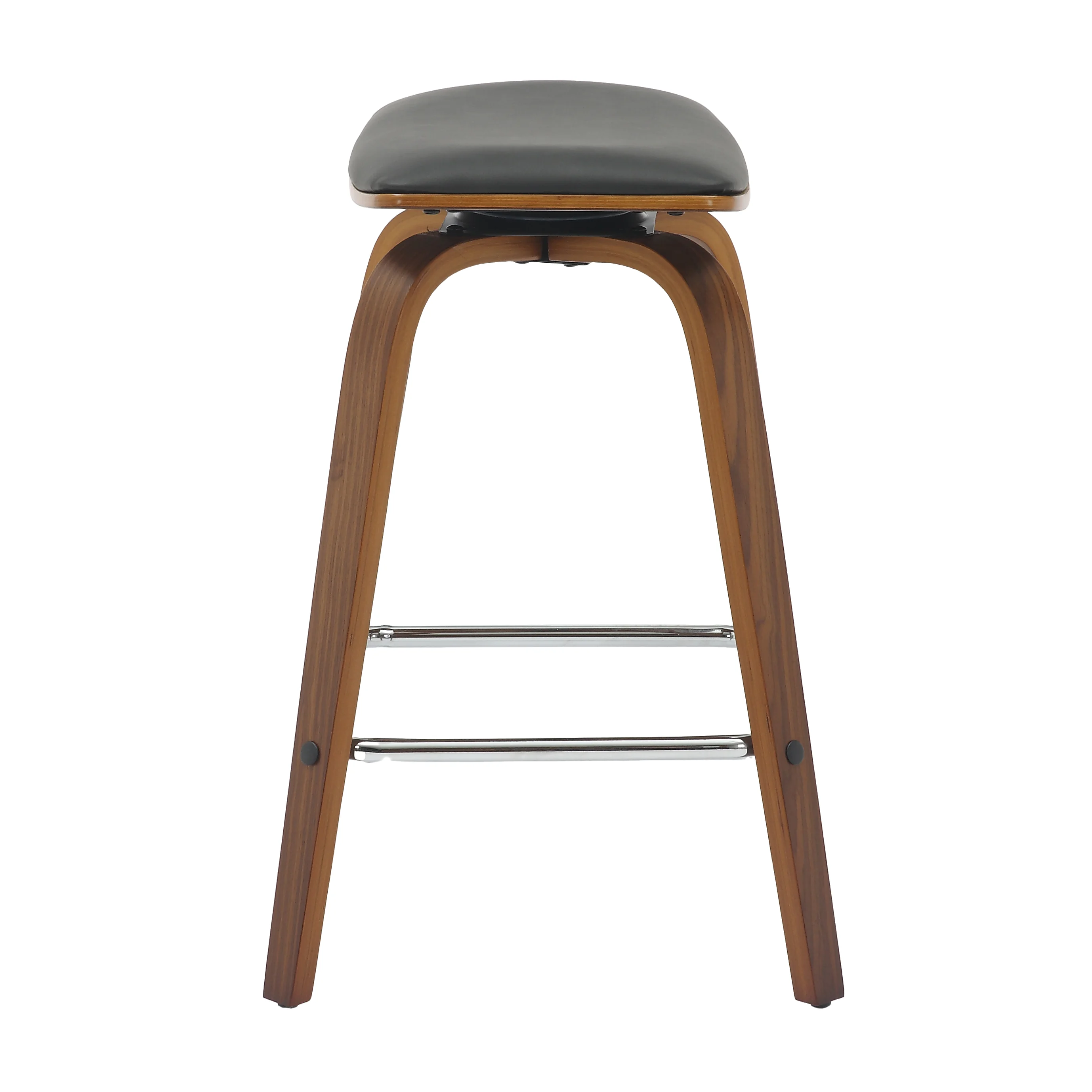 Wooden Counter Stool Square Seat Pelya Collection Modern Style Walnut color in Black