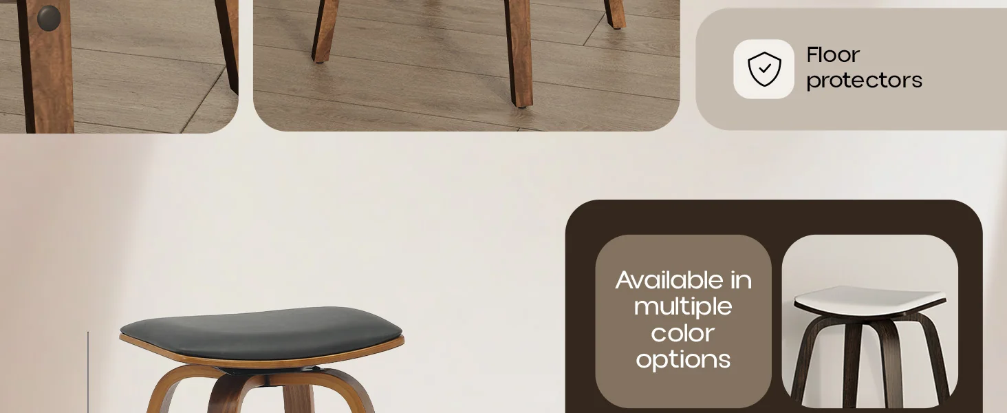 Wooden Counter Stool Square Seat Pelya Collection Modern Style Walnut color in Black