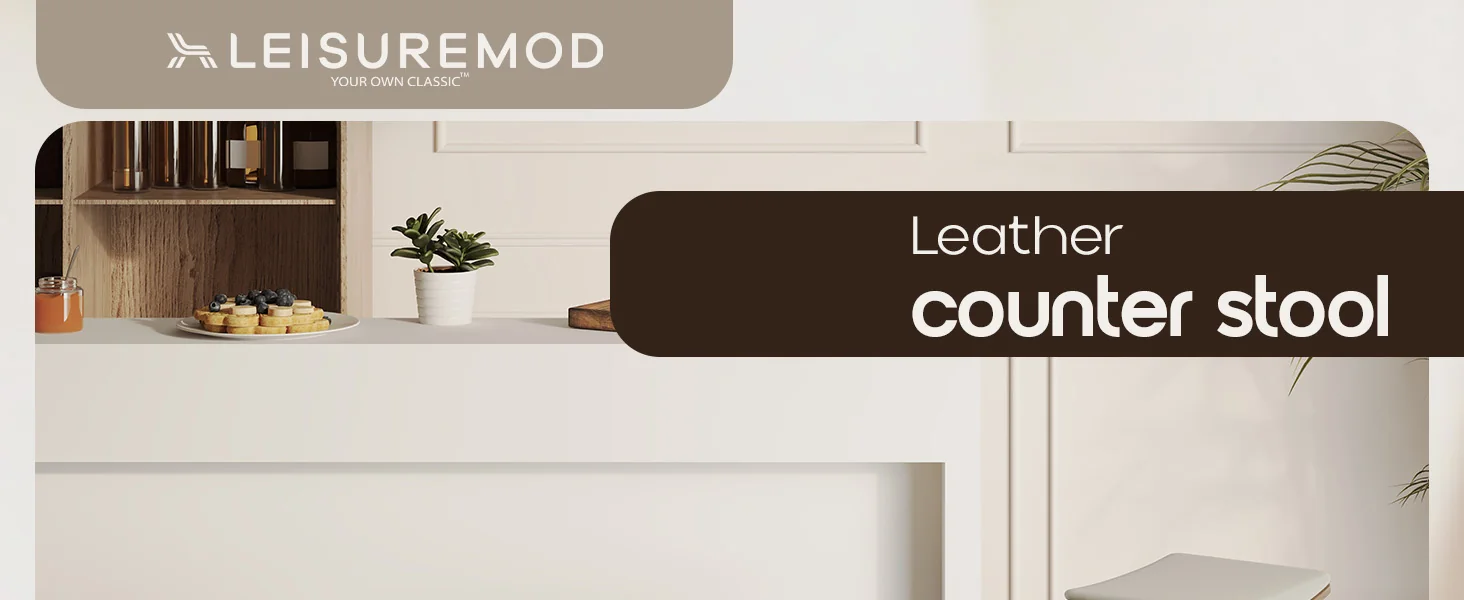 Wooden Counter Stool Square Seat Pelya Collection Modern Style Washed Walnut color in Light Grey