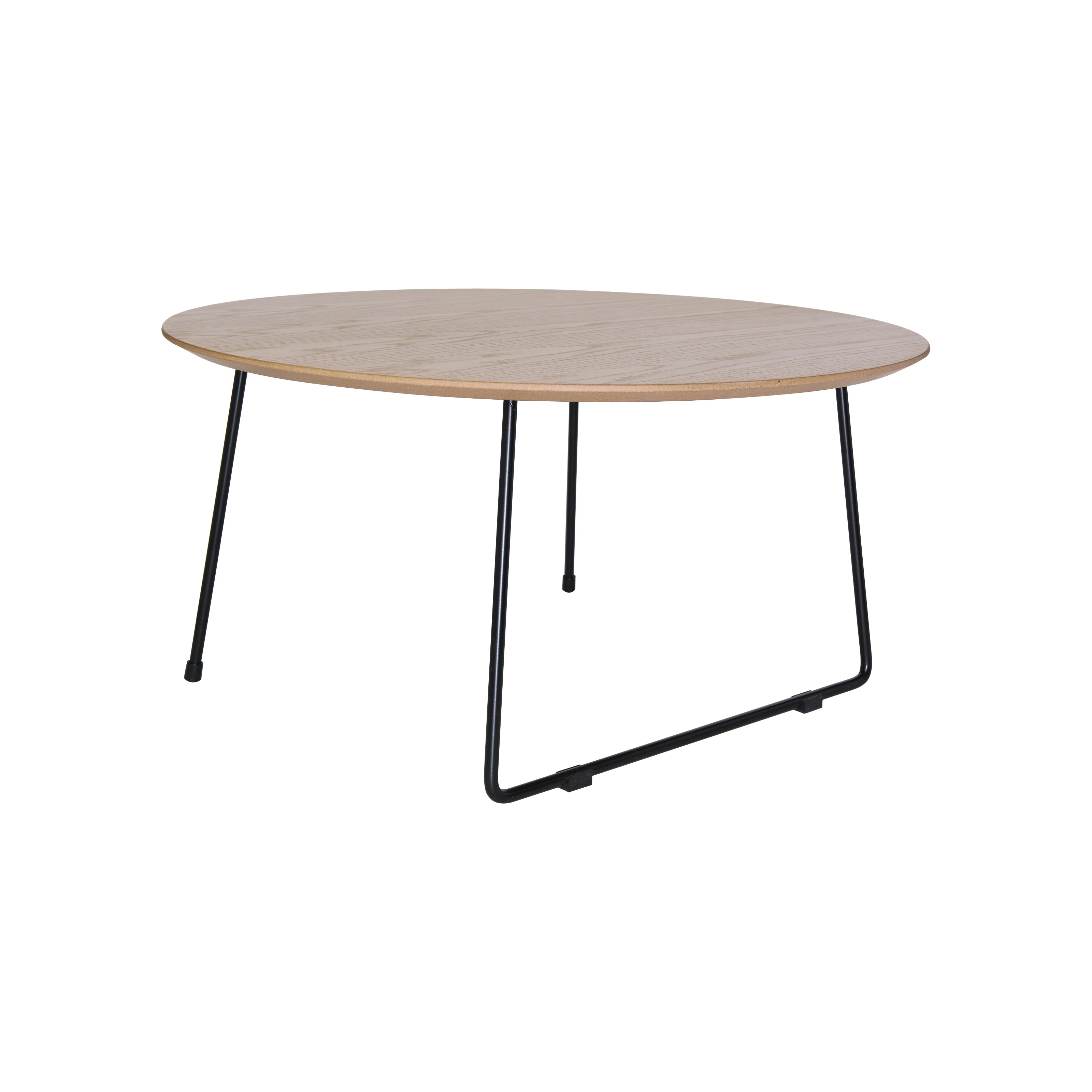 Pemborke Mid Century Modern Round Coffee Table with Wood Top and Powder Coated Iron Frame Accent Table for Living Room and Bedroom