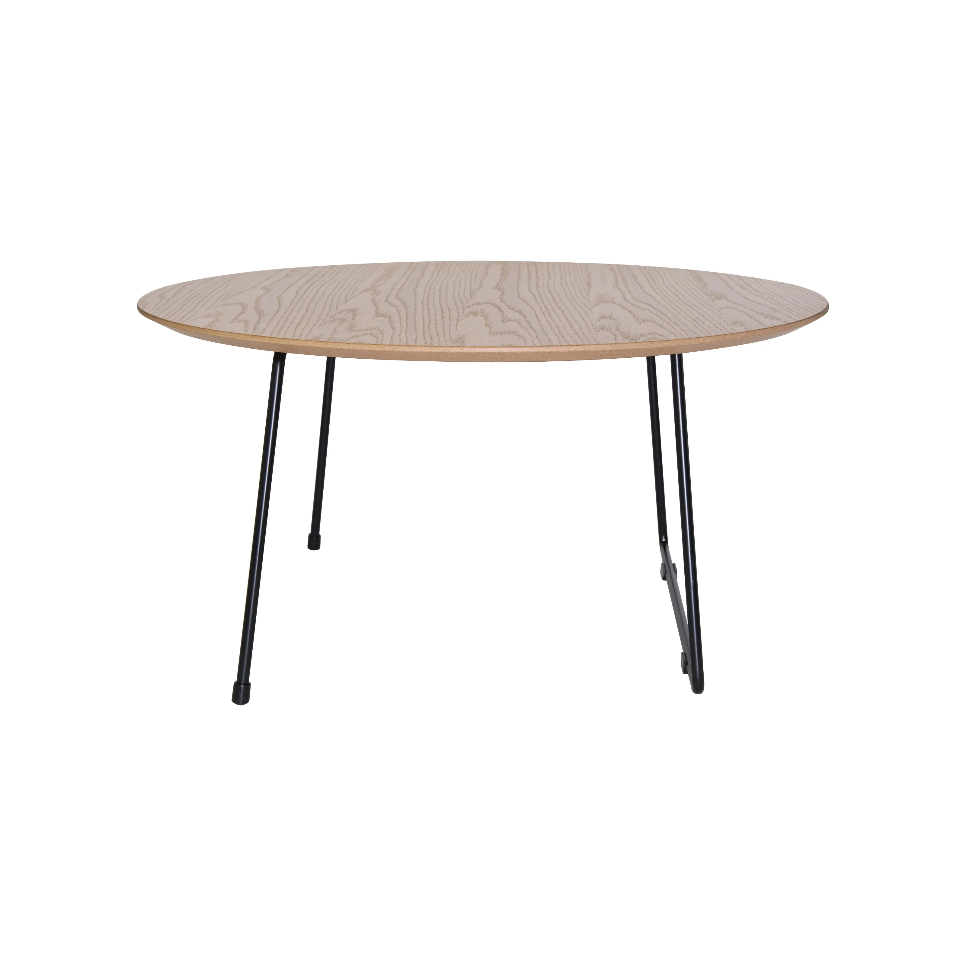 Pemborke Mid Century Modern Round Coffee Table with Wood Top and Powder Coated Iron Frame Accent Table for Living Room and Bedroom