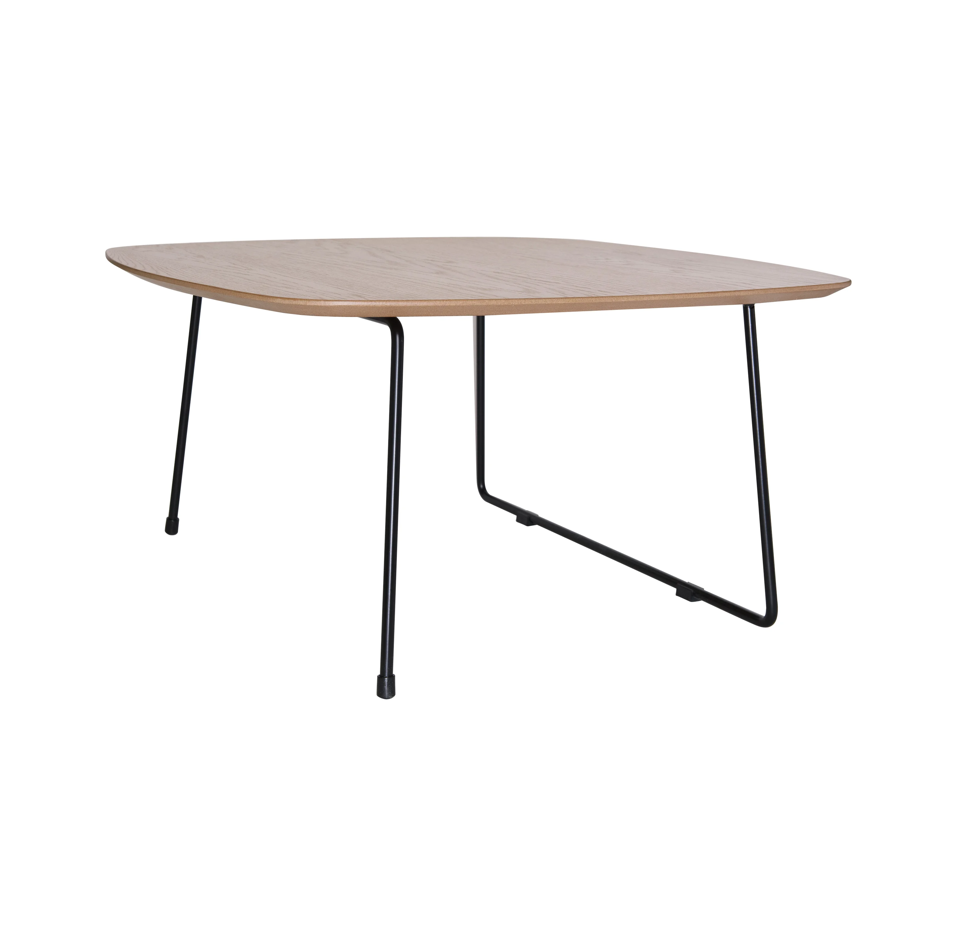 Pemborke Mid Century Modern Square Coffee Table with Wood Top and Powder Coated Iron Frame 
 in Natural Wood