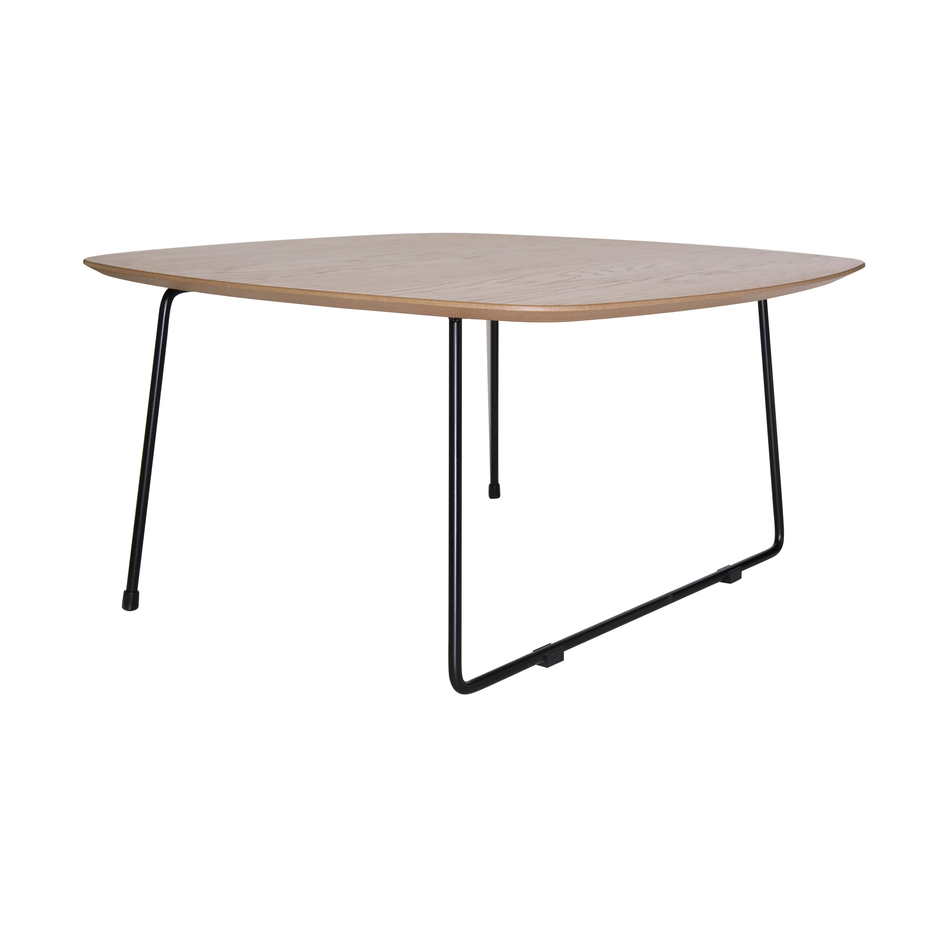 Pemborke Mid Century Modern Square Coffee Table with Wood Top and Powder Coated Iron Frame 
 in Natural Wood