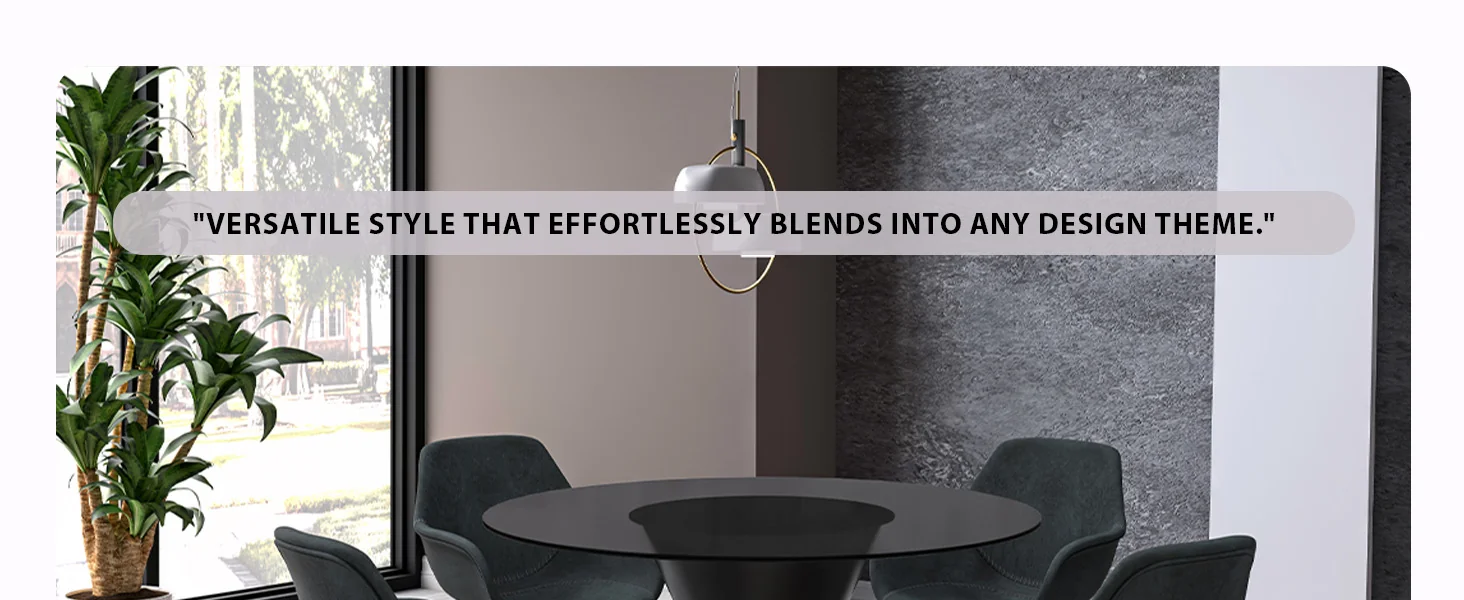 Qorvus Series Round Dining Table Black\Gold Base with 71 Round BLack Glass Top