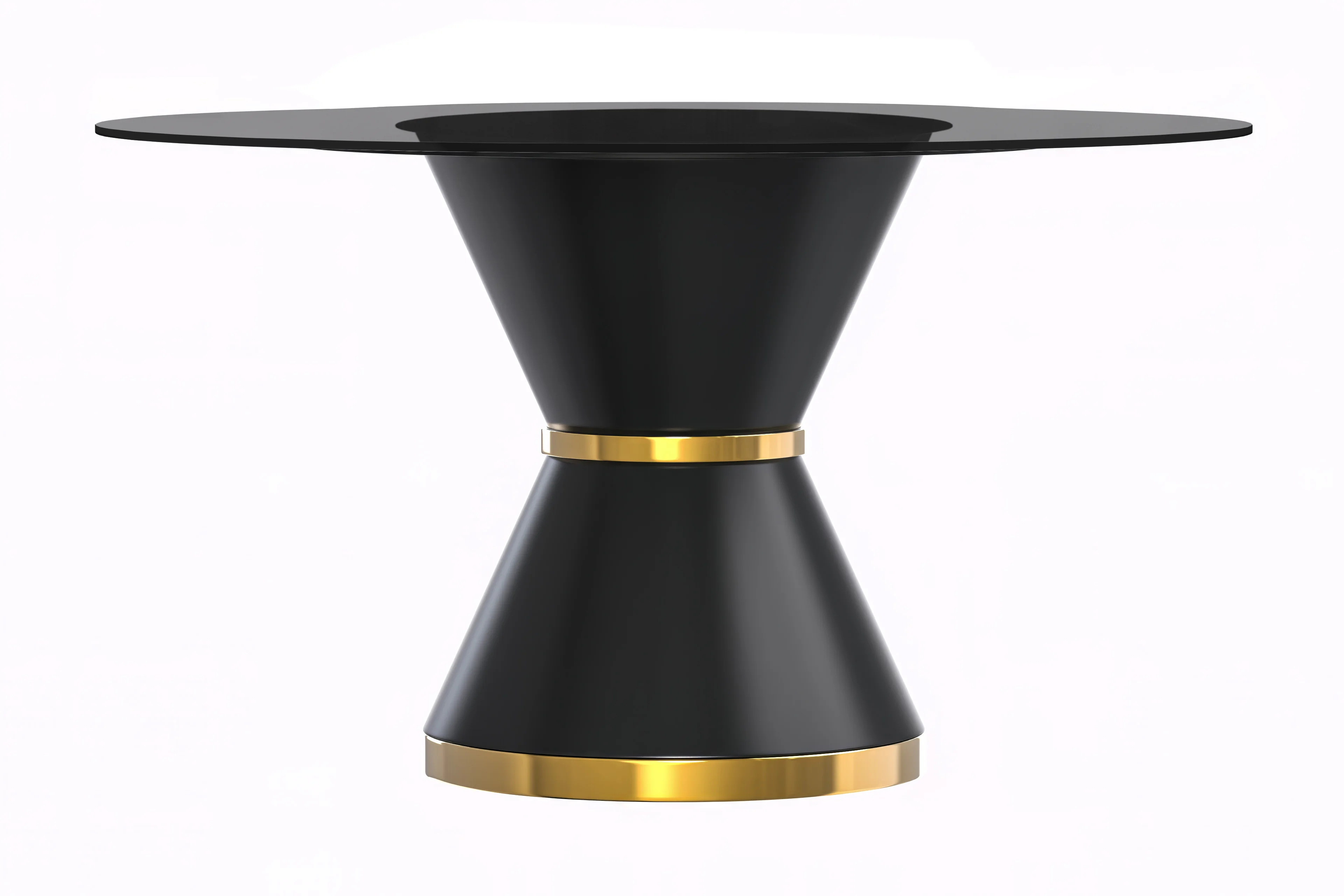 Qorvus Series Round Dining Table Black\Gold Base with 71 Round Clear Glass Top