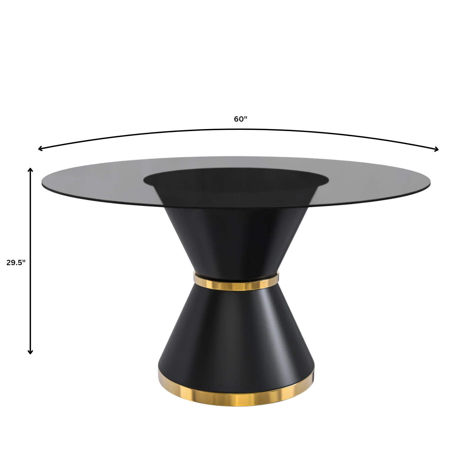 Qorvus Series Round Dining Table Black\Gold Base with 71 Round Clear Glass Top