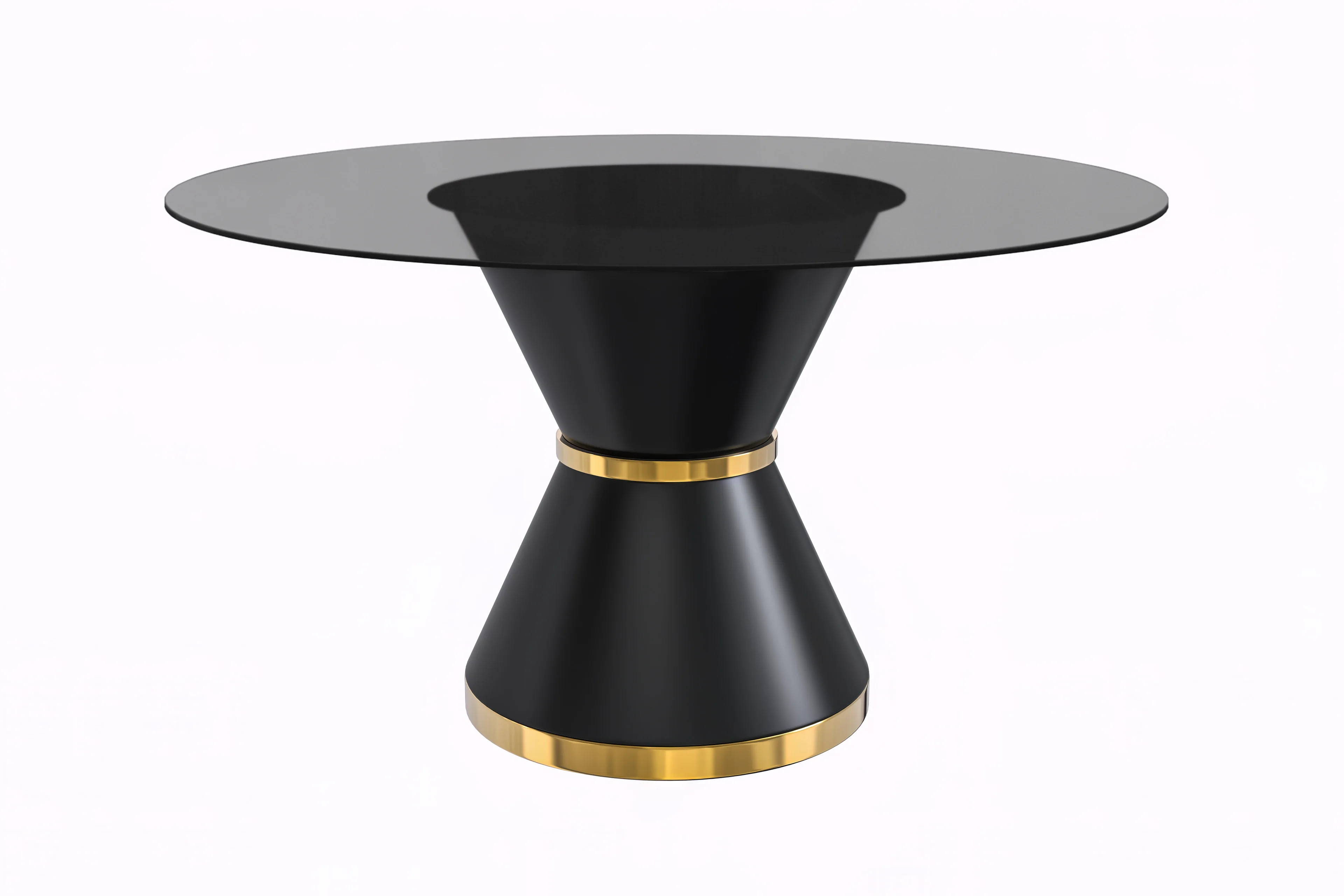 Qorvus Series Round Dining Table Black\Gold Base with 71 Round Clear Glass Top