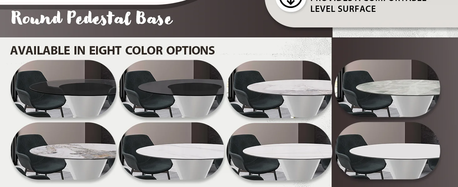 Qorvus Series Round Dining Table White\Gold Base with 60 Round Medium Grey Sintered Stone Top