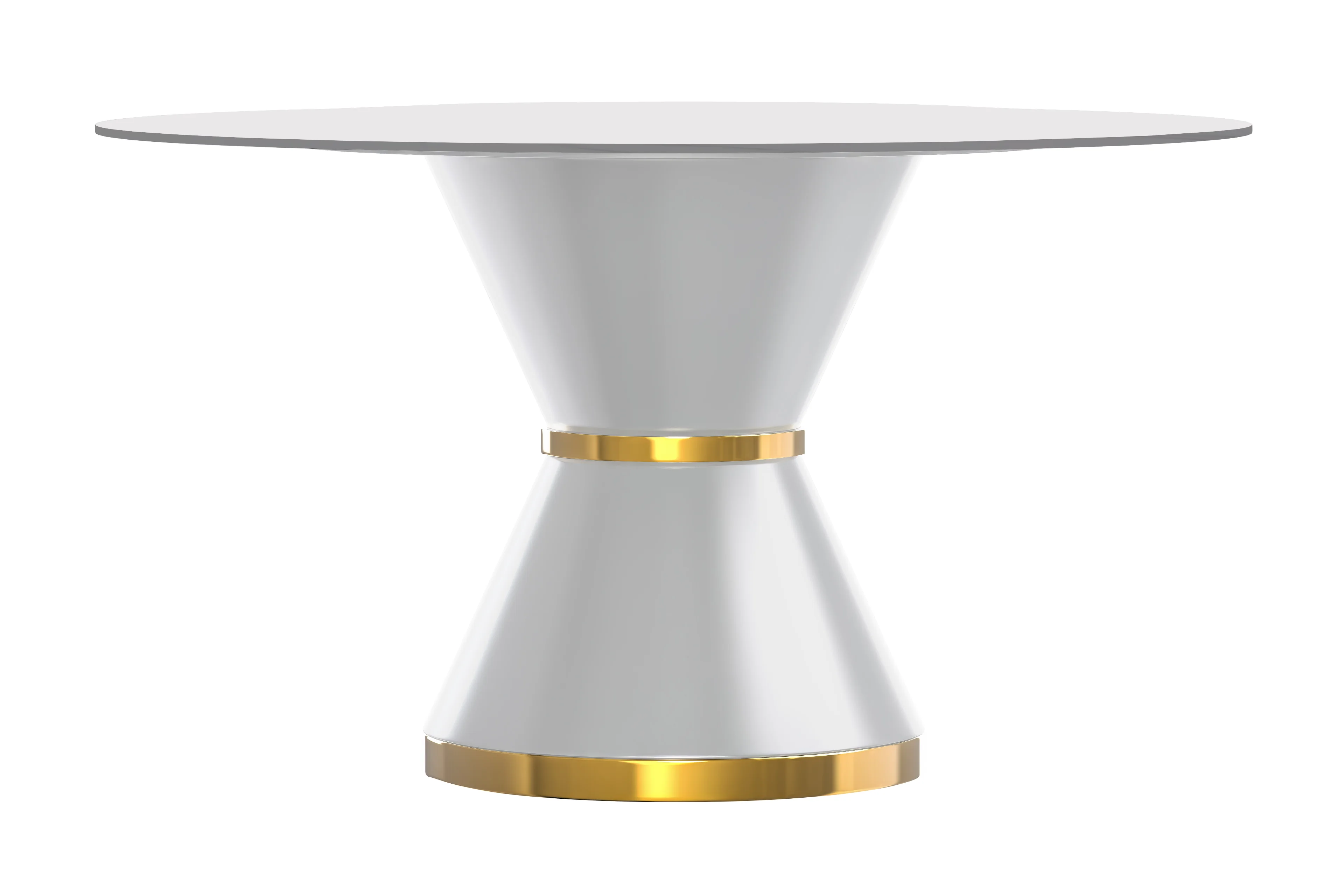 Qorvus Series Round Dining Table White\Gold Base with 60 Round Solid White Sintered Stone Top