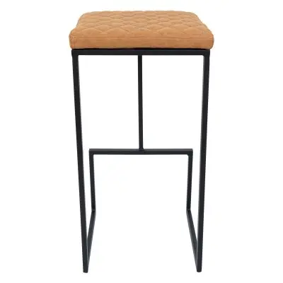 Quincy Quilted Stitched Leather Bar Stools With Metal Frame