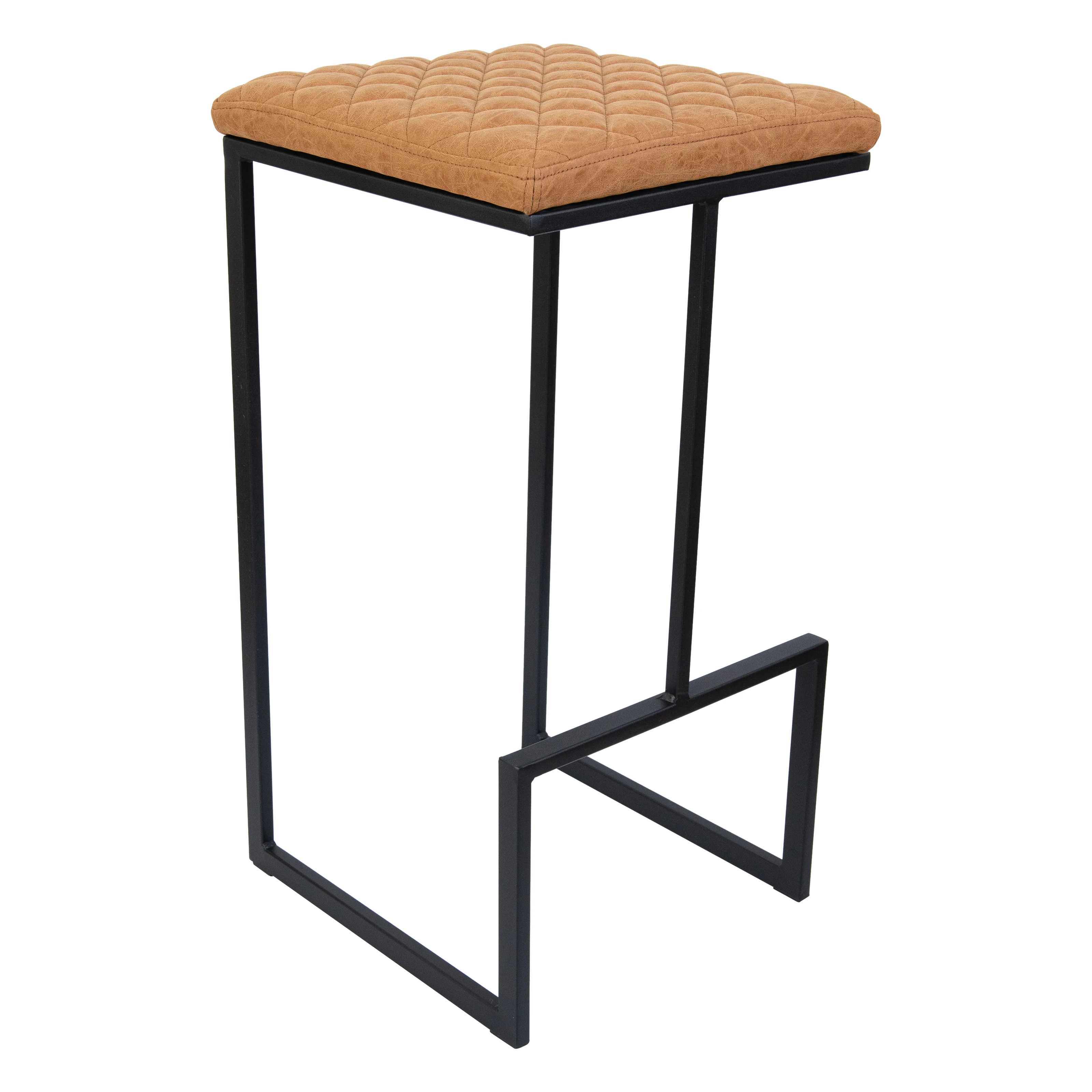 Quincy Leather Bar Stools With Metal Frame Set of 2