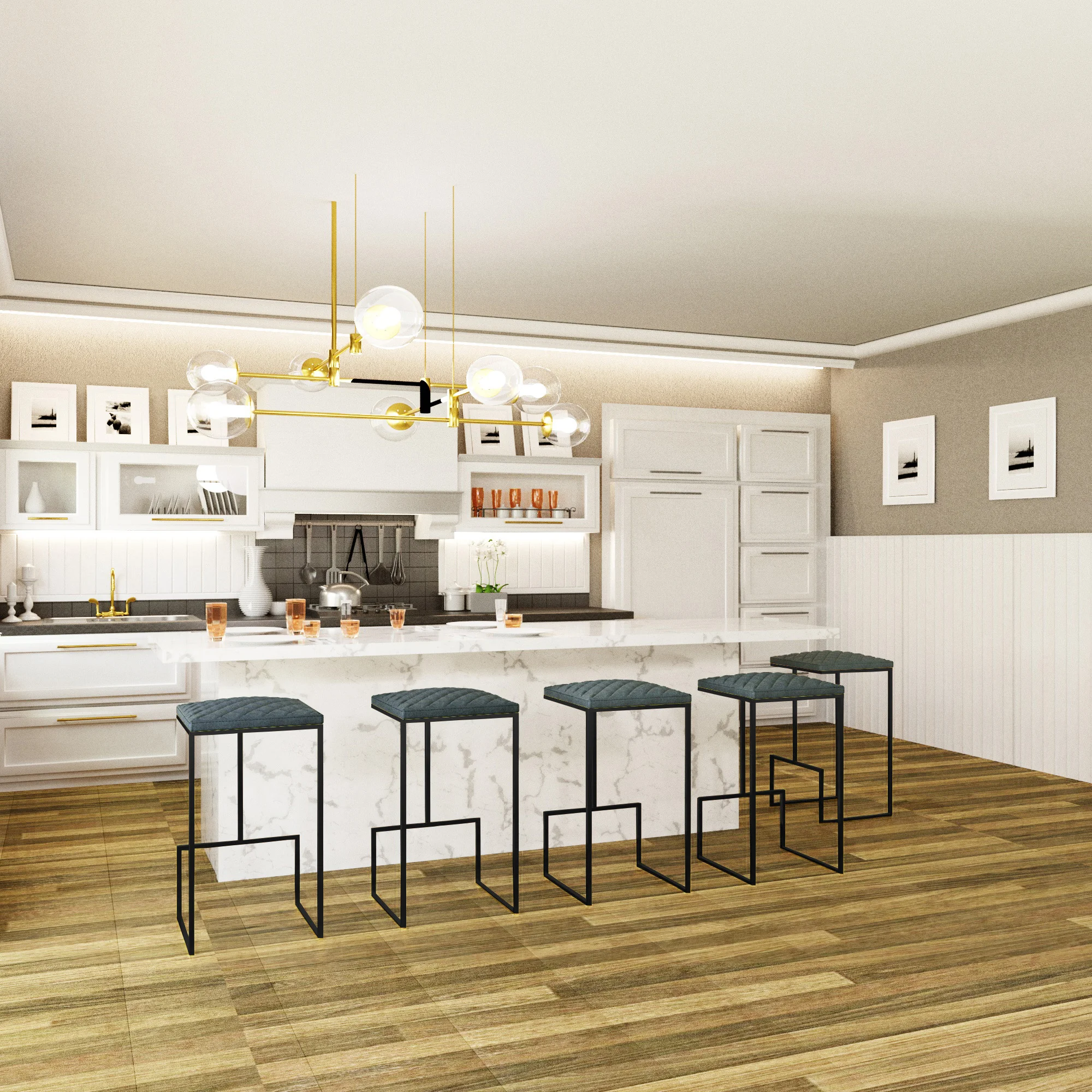 Quincy Leather Bar Stools With Metal Frame Set of 2