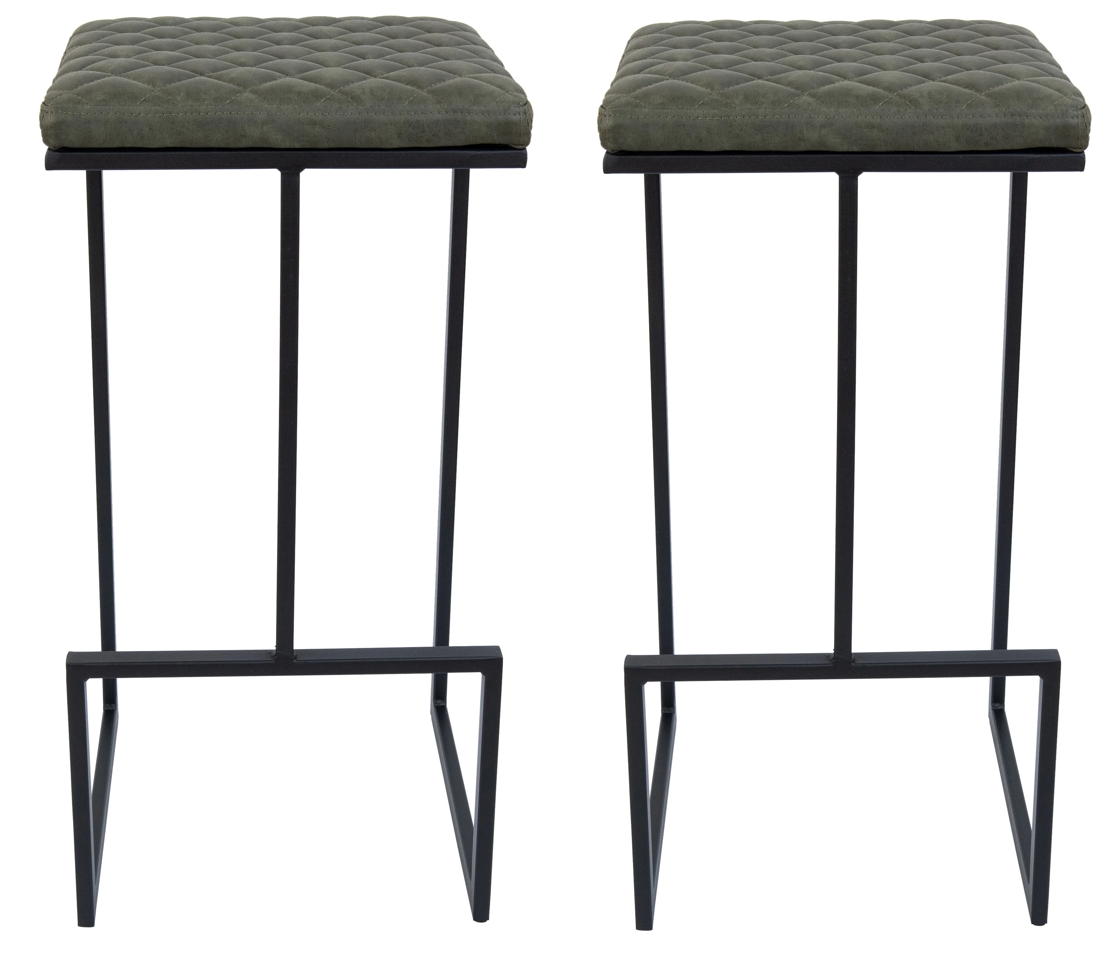 Quincy Leather Bar Stools With Metal Frame Set of 2