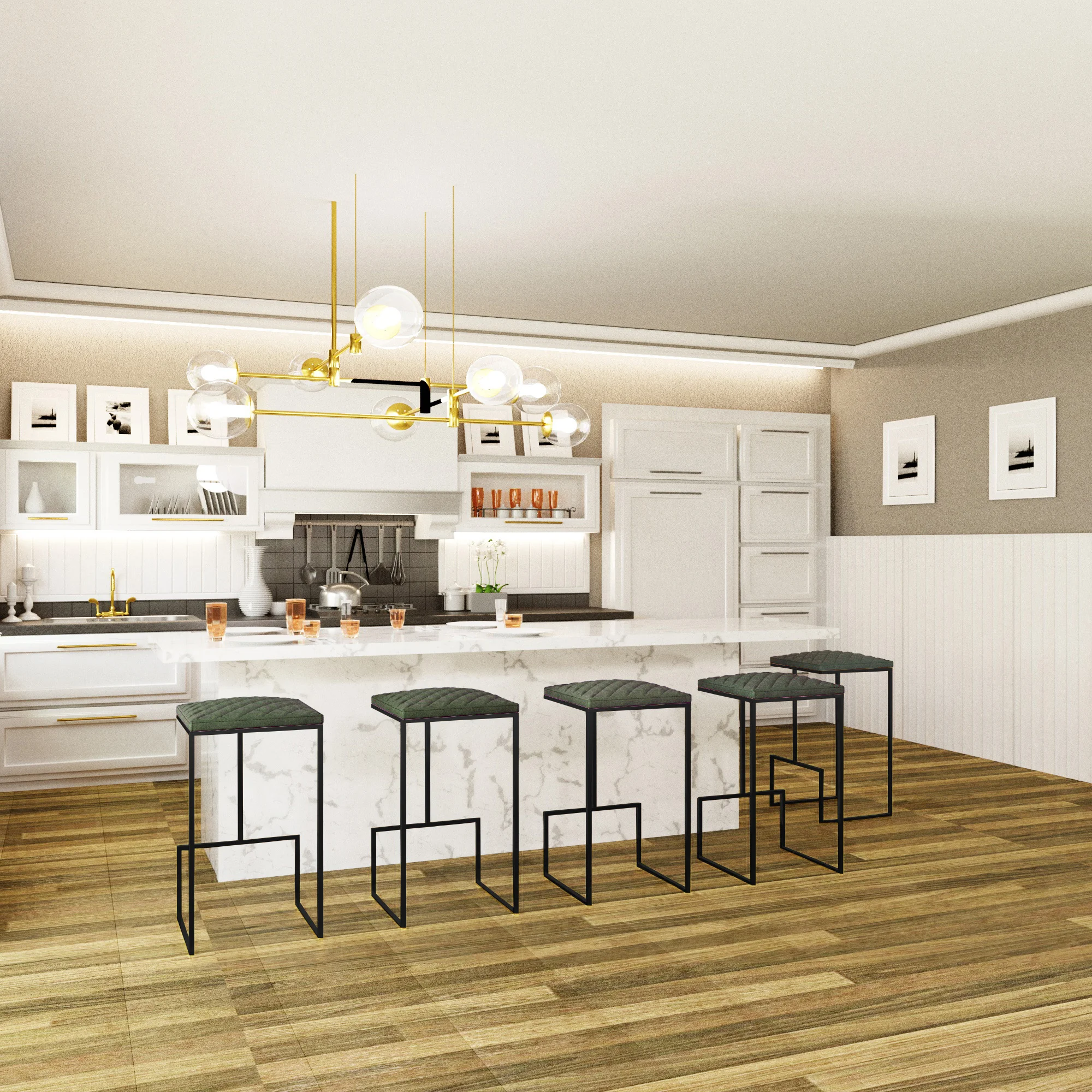 Quincy Leather Bar Stools With Metal Frame Set of 2