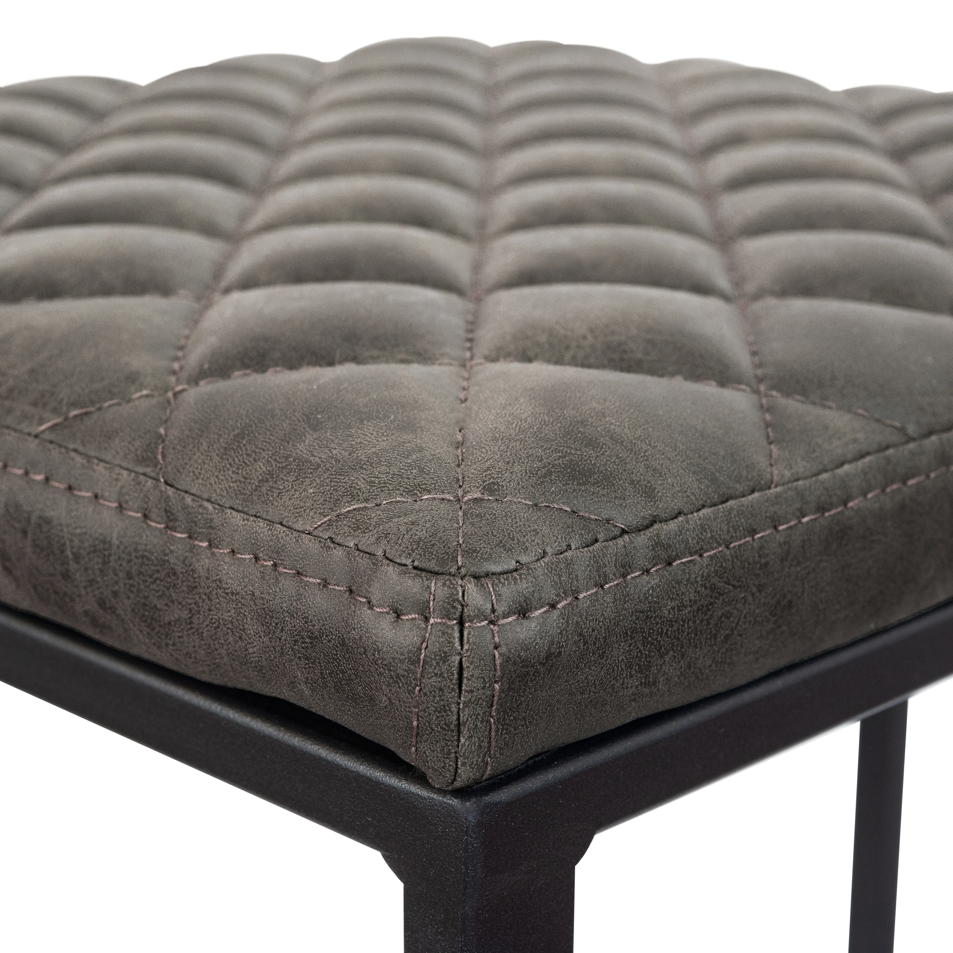 Quincy Quilted Stitched Leather Bar Stools With Metal Frame