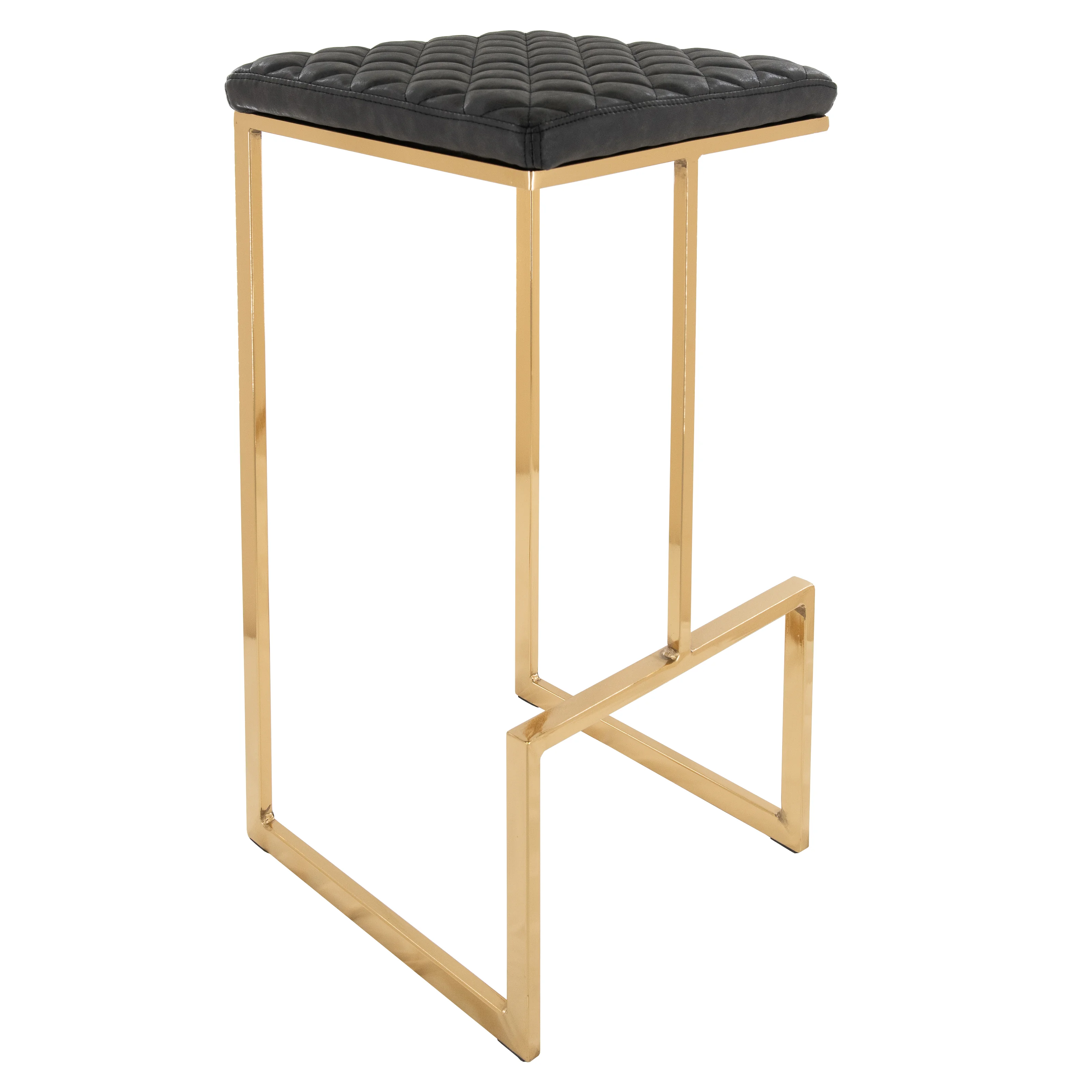 Quincy Leather Bar Stools With Gold Metal Frame Set of 2