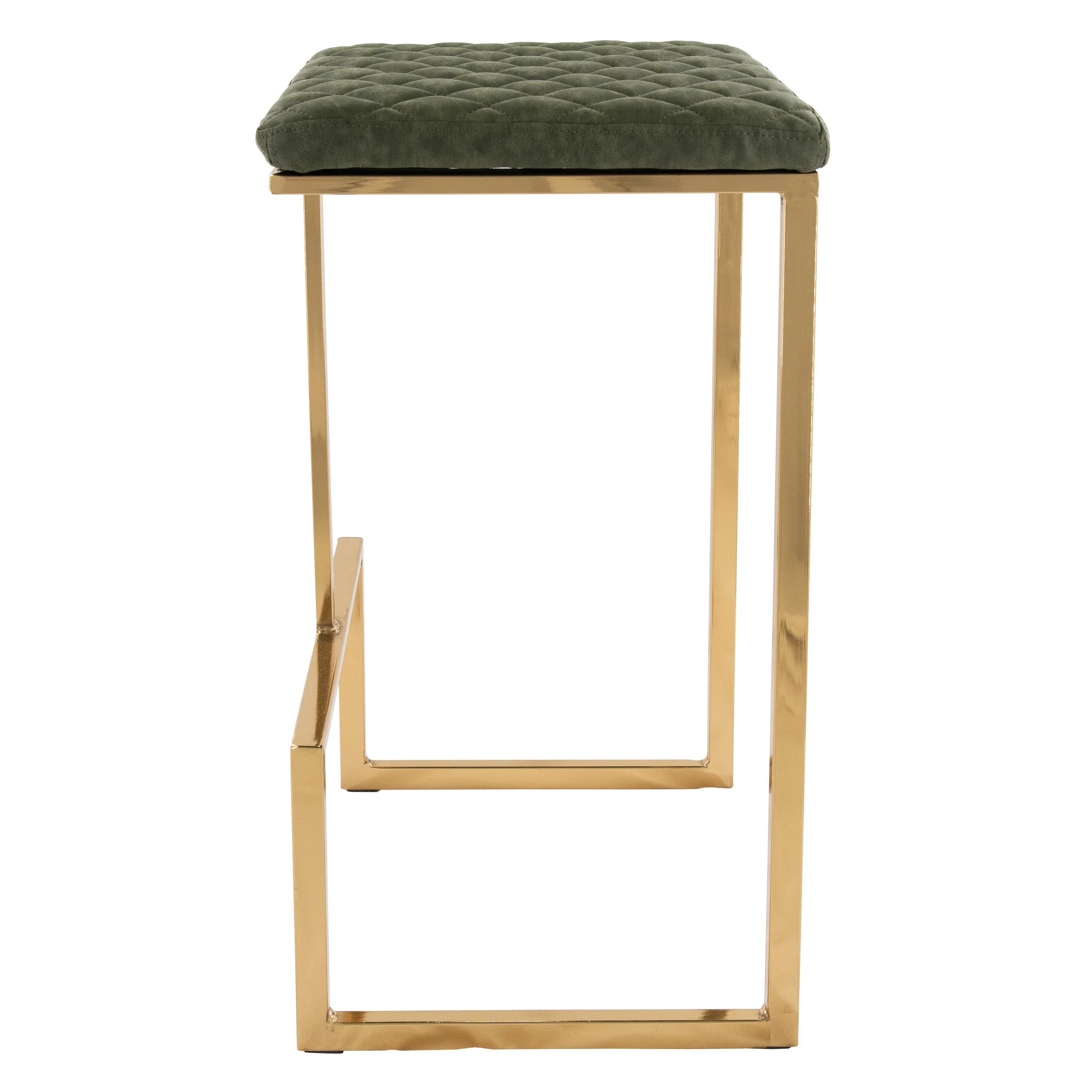 Quincy Quilted Stitched Leather Bar Stools With Gold Metal Frame