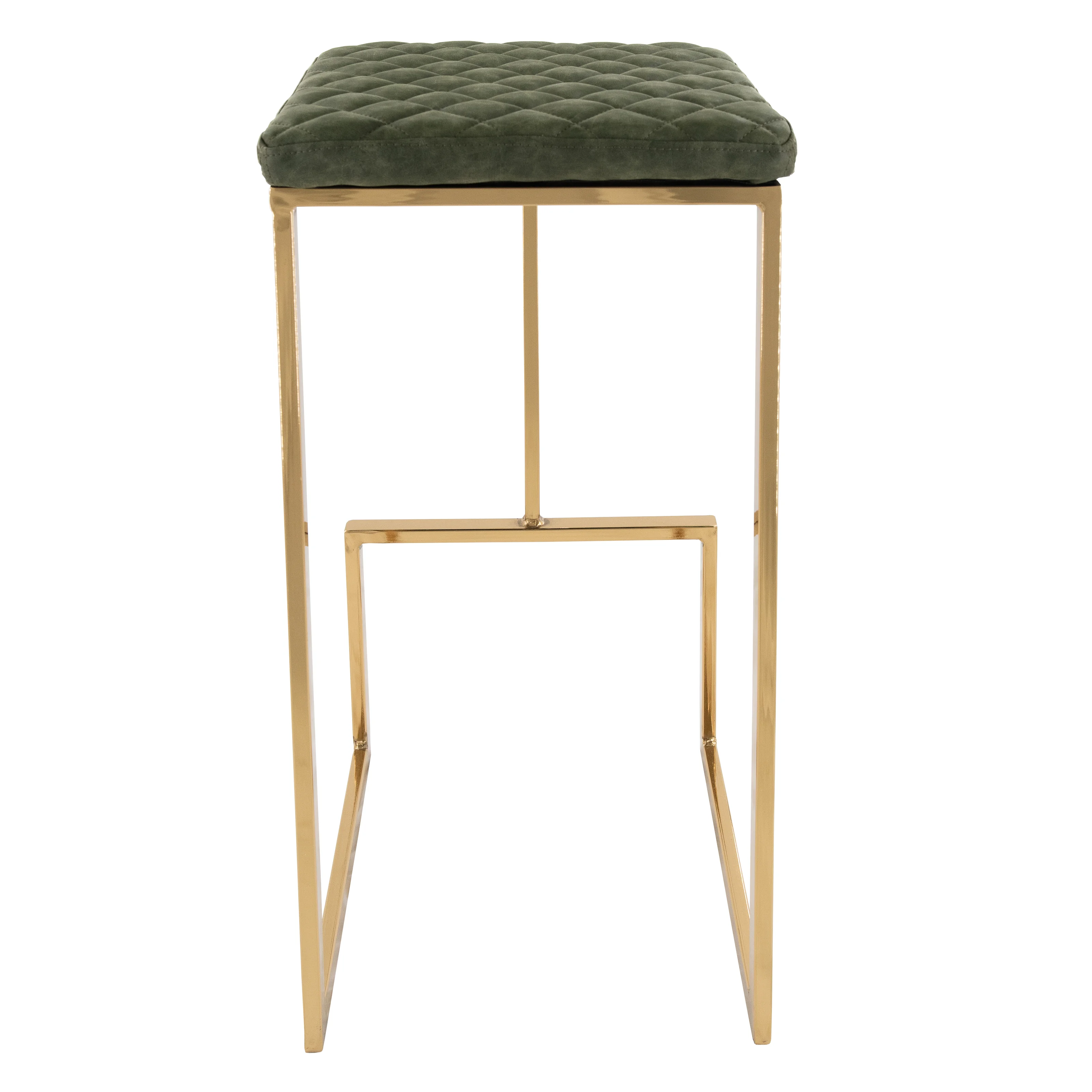 Quincy Quilted Stitched Leather Bar Stools With Gold Metal Frame