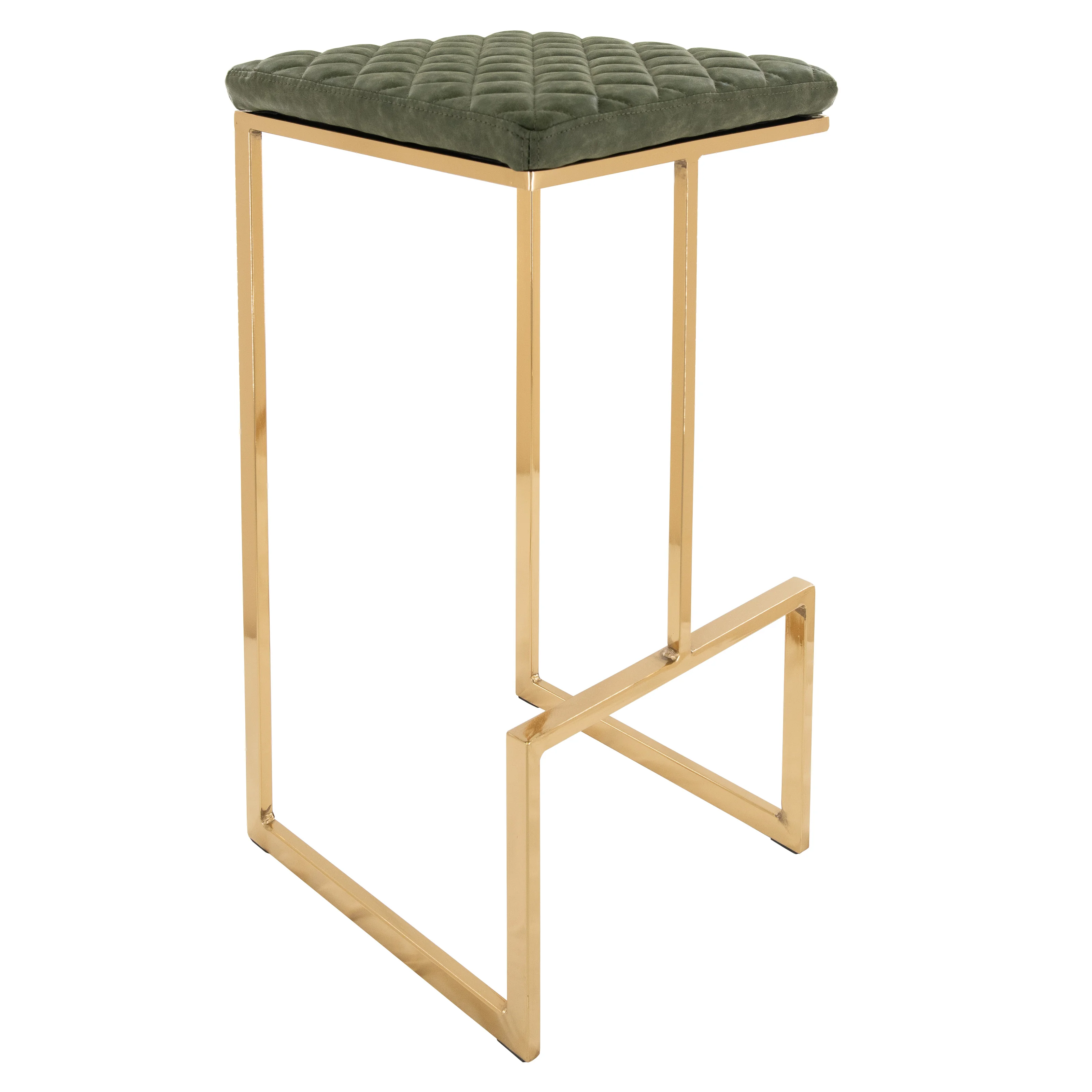 Quincy Leather Bar Stools With Gold Metal Frame Set of 2