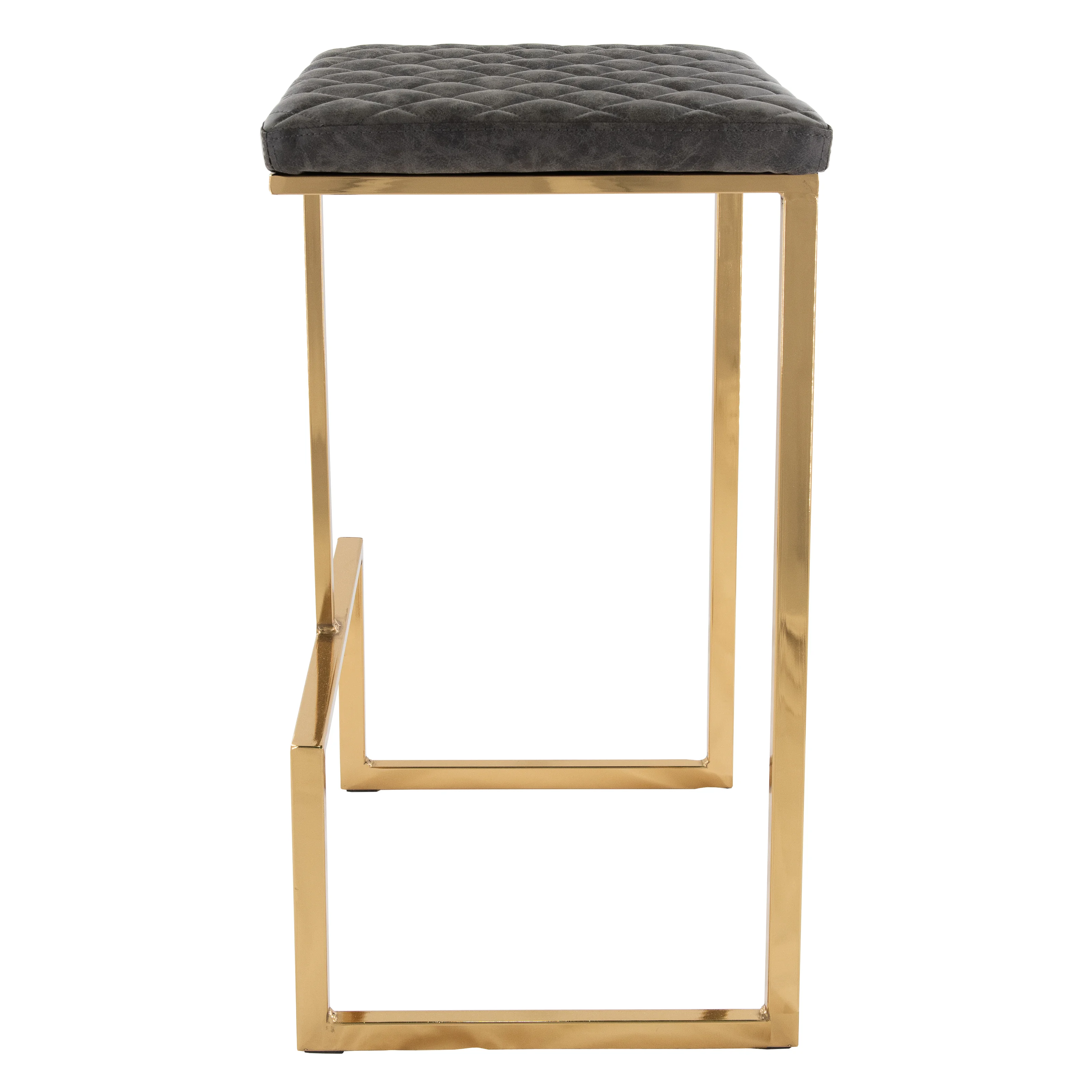 Quincy Leather Bar Stools With Gold Metal Frame Set of 2