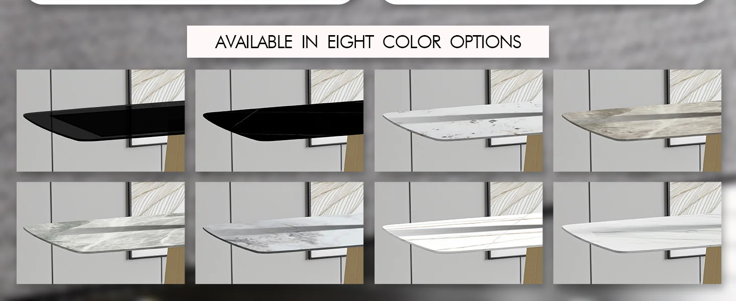 Quinix Series Dining Table, Gold Base With 62" White Grey Sintered Stone Top