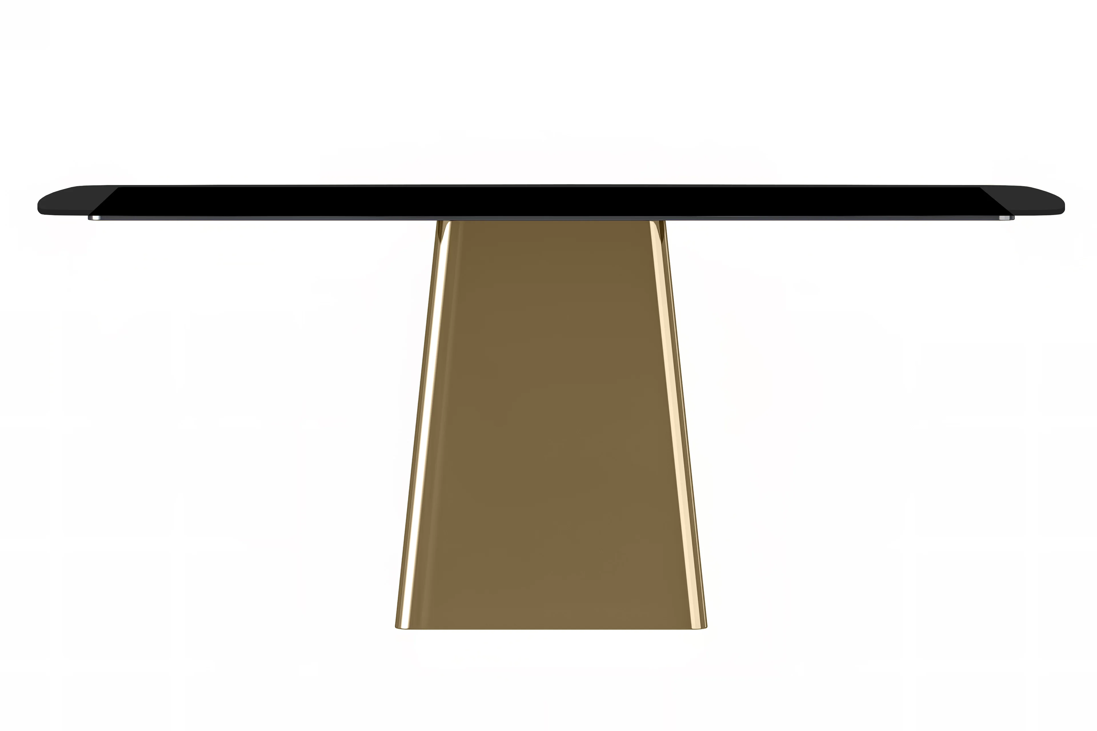 Quinix Series Dining Table, Gold Base With 71" Black Glass Top