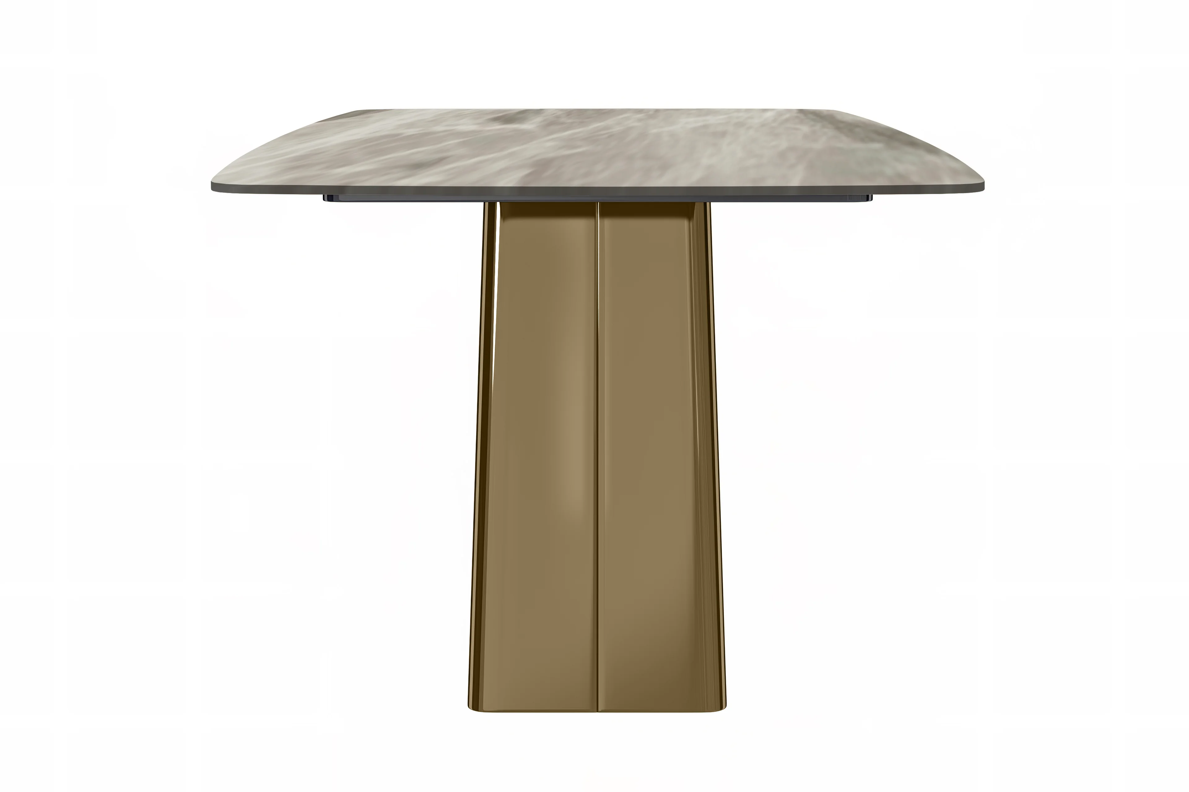 Quinix Series Dining Table, Gold Base With 71" Deep Grey Sintered Stone Top