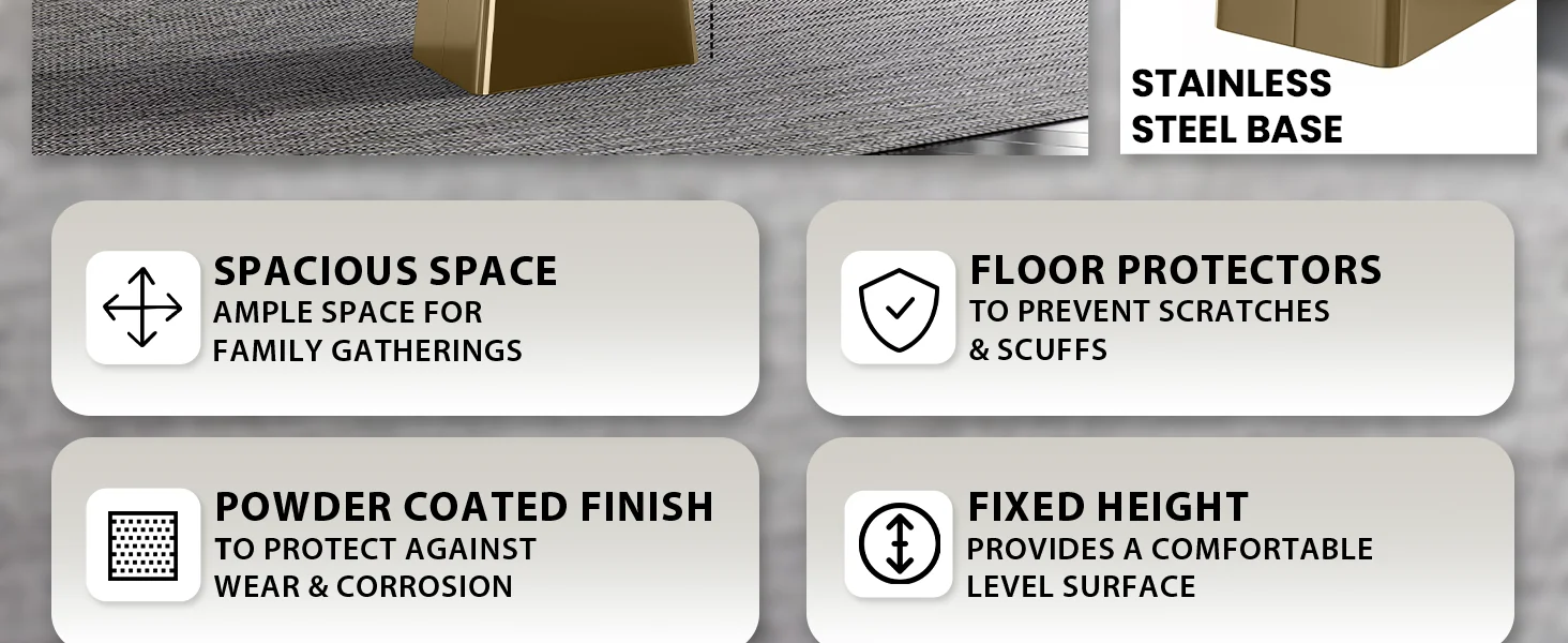 Quinix Series Dining Table, Gold Base With 71" Light Grey Sintered Stone Top