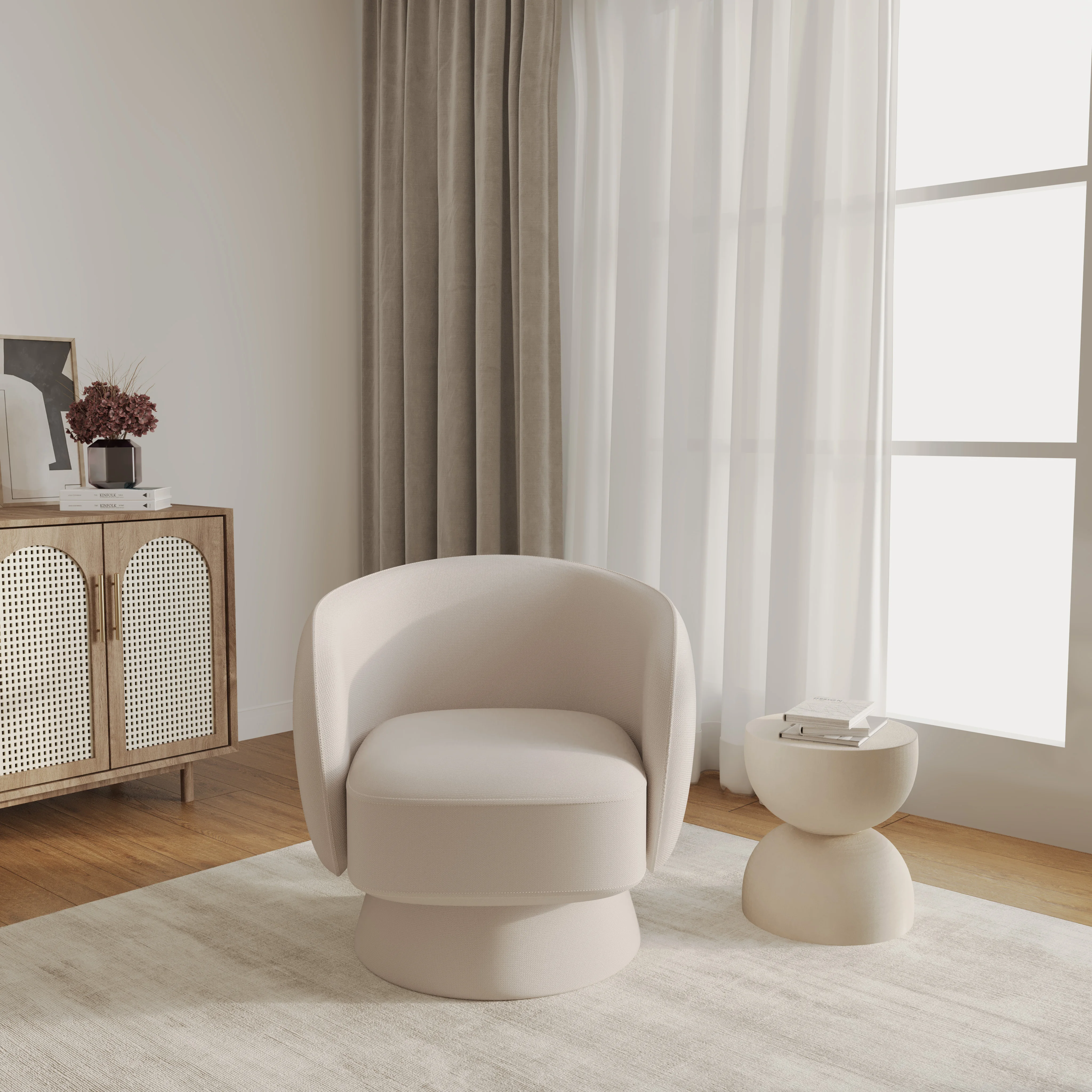 Raze Collection Modern Accent Chair in Oatmean Linen