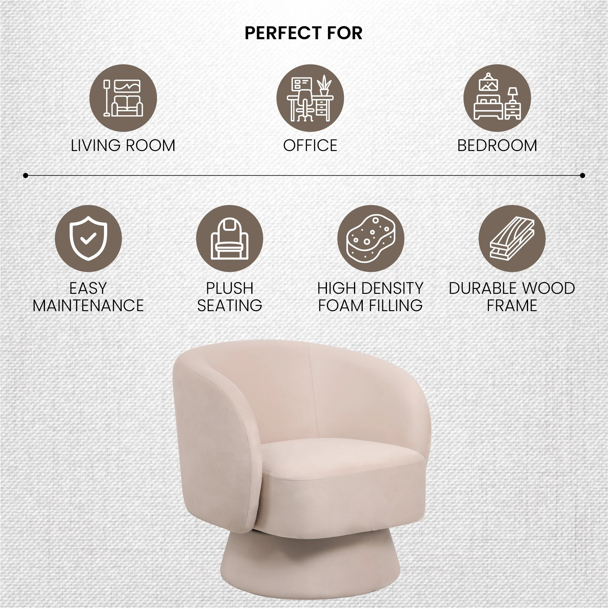 Raze Collection Modern Accent Chair in Beige Velvet