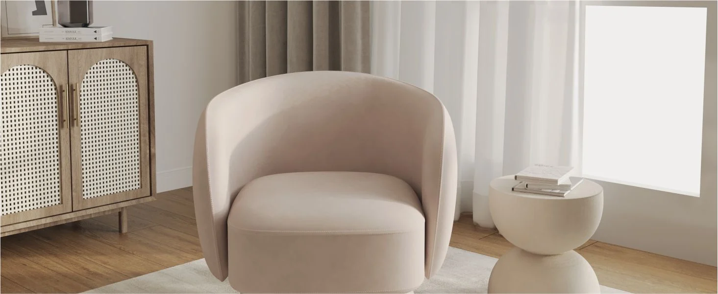 Raze Collection Modern Accent Chair in Beige Velvet