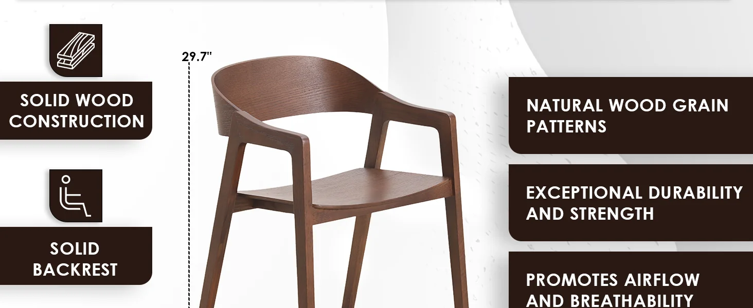 Rivo Collection Elegant Dining Chair in Dark Walnut Color Wood - Set of 2