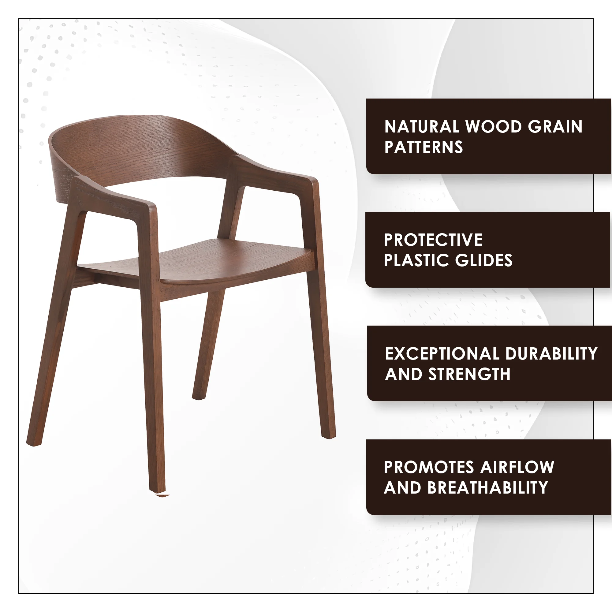 Rivo Collection Elegant Dining Chair in Dark Walnut Color Wood