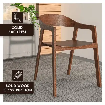 Rivo Collection Elegant Dining Chair in Dark Walnut Color Wood