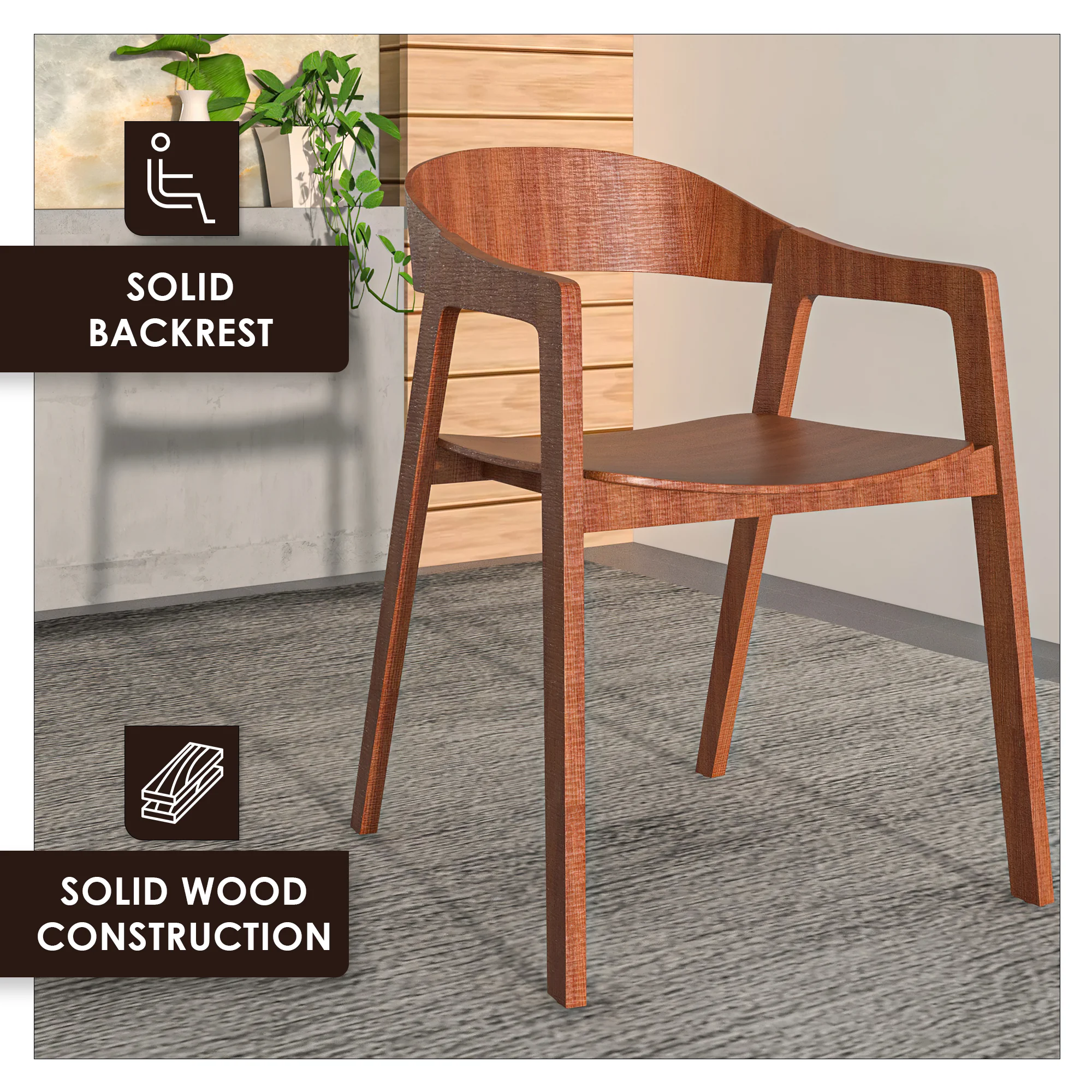 Rivo Collection Elegant Dining Chair in Dark Natural Wood