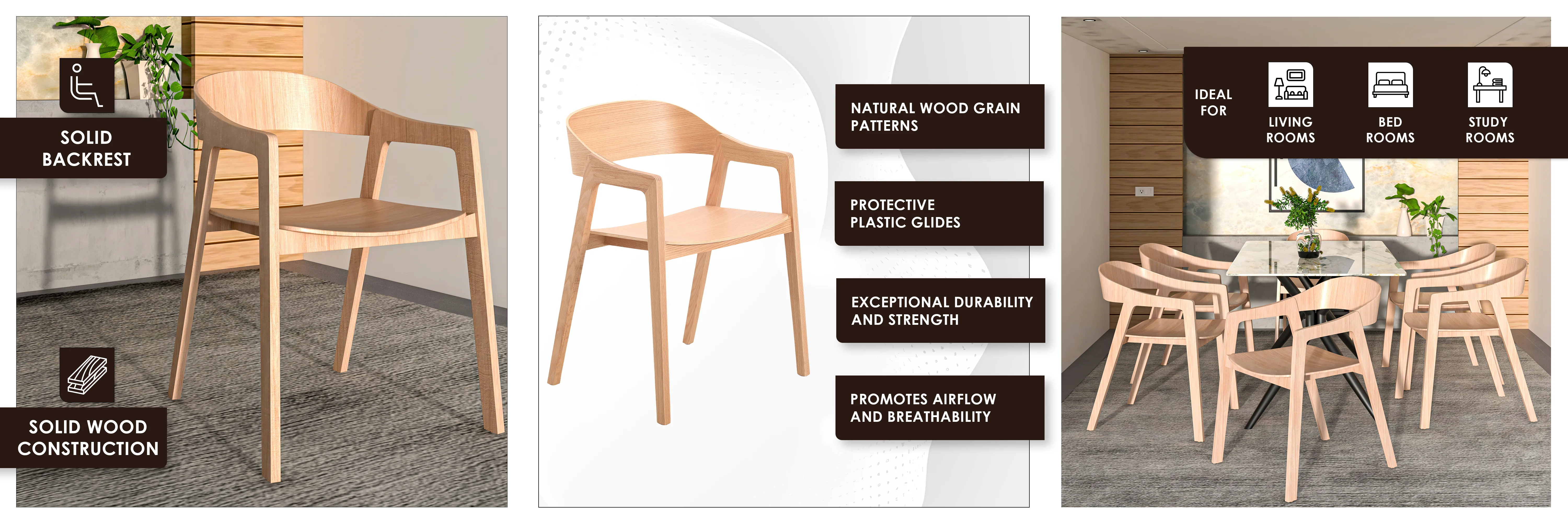 Rivo Collection Elegant Dining Chair in Natural Wood
